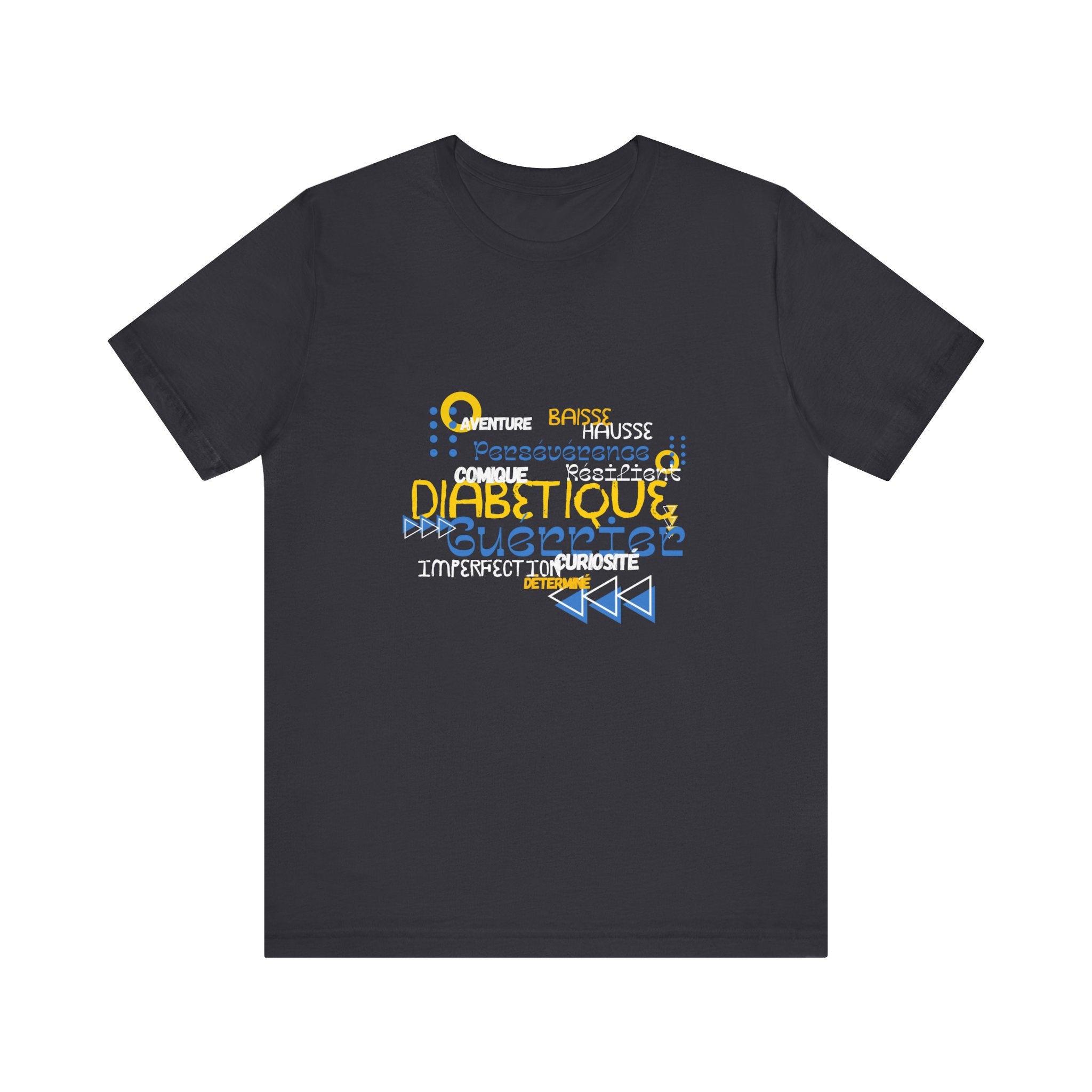 The Diabuddies Store Uplifted & Unleashed (French) - Unisex Tee Uplifted & Unleashed (French) - Unisex Tee: Embrace your strength, defy the odds. This tee is more than just a shirt; it's a vibrant testament to the diabetic warrior within. T-Shirts $22.50