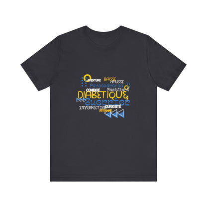 The Diabuddies Store Uplifted & Unleashed (French) - Unisex Tee Uplifted & Unleashed (French) - Unisex Tee: Embrace your strength, defy the odds. This tee is more than just a shirt; it's a vibrant testament to the diabetic warrior within. T-Shirts $22.50
