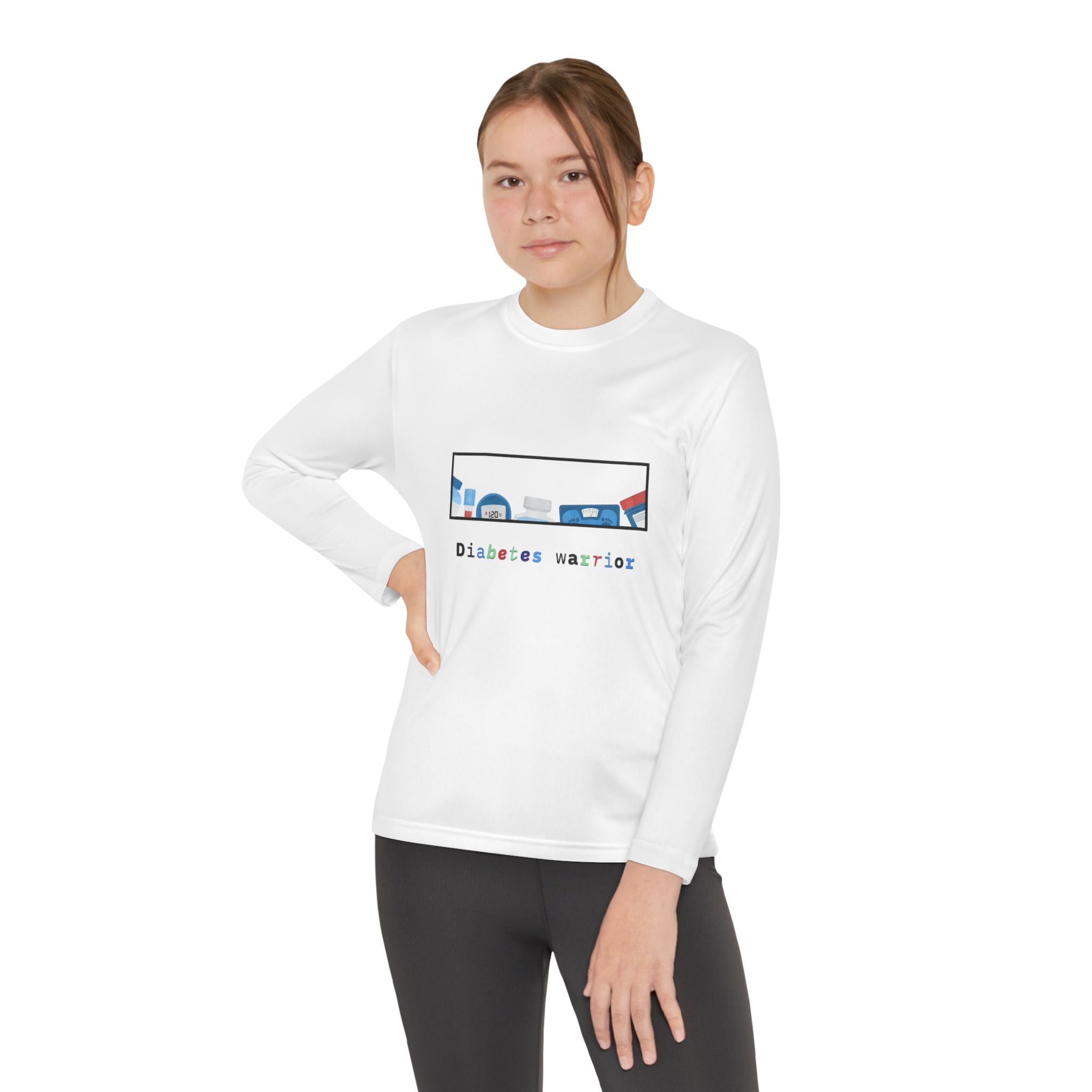 Diabetes Warrior w/supplies - Youth Longsleeve Tee The Diabuddies Store T-Shirts $23.44