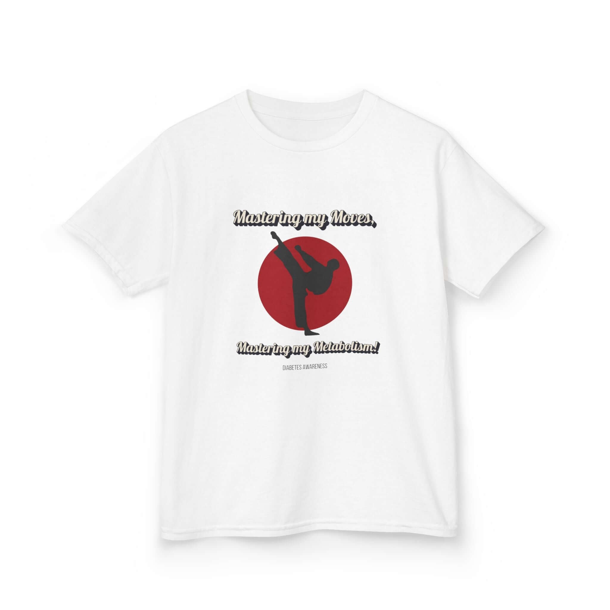 The Diabuddies Store Awareness, Diabetes & Karate - Kids Tee Awareness, Diabetes & Karate - Kids Tee: Unleash your inner warrior with our kids Tee! With the empowering phrase: "Maîtriser mes mouvements, maîtriser mon métabolisme!" T-Shirts $17.06