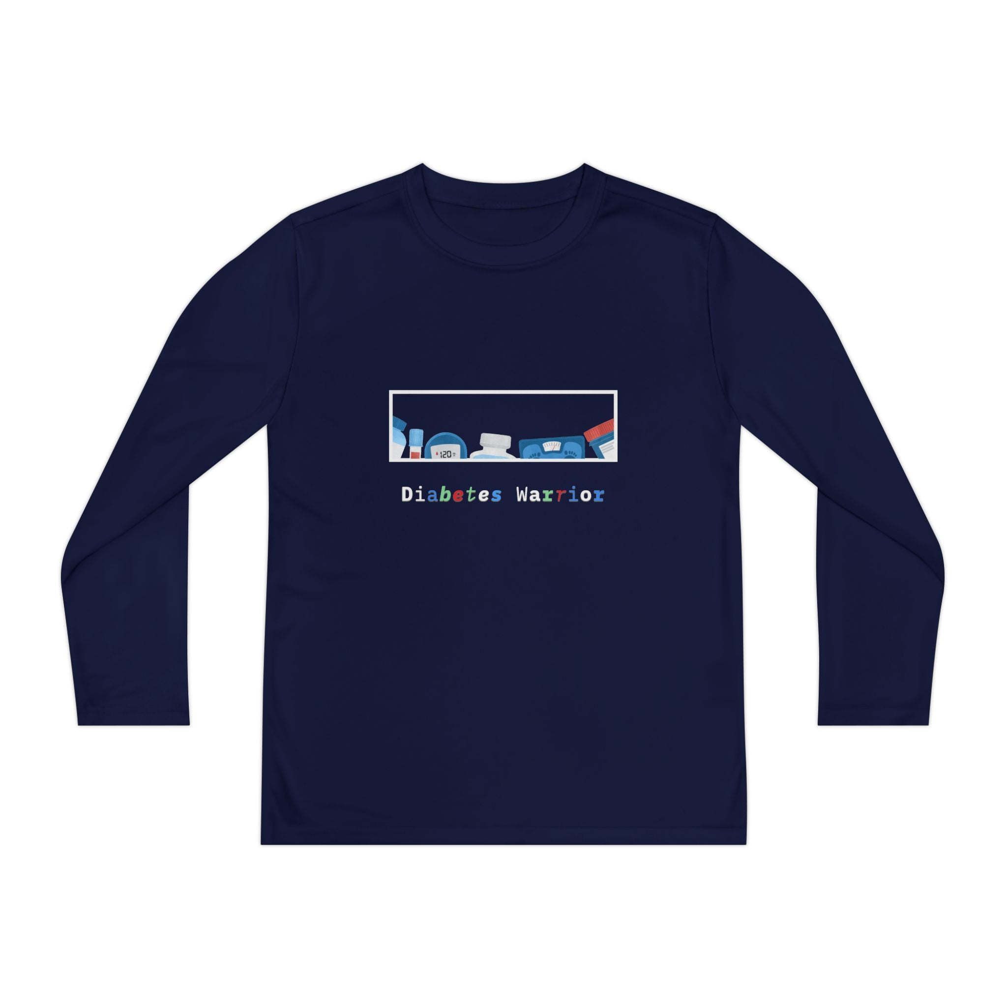Diabetes Warrior w/supplies - Youth Longsleeve Tee The Diabuddies Store T-Shirts $27.35