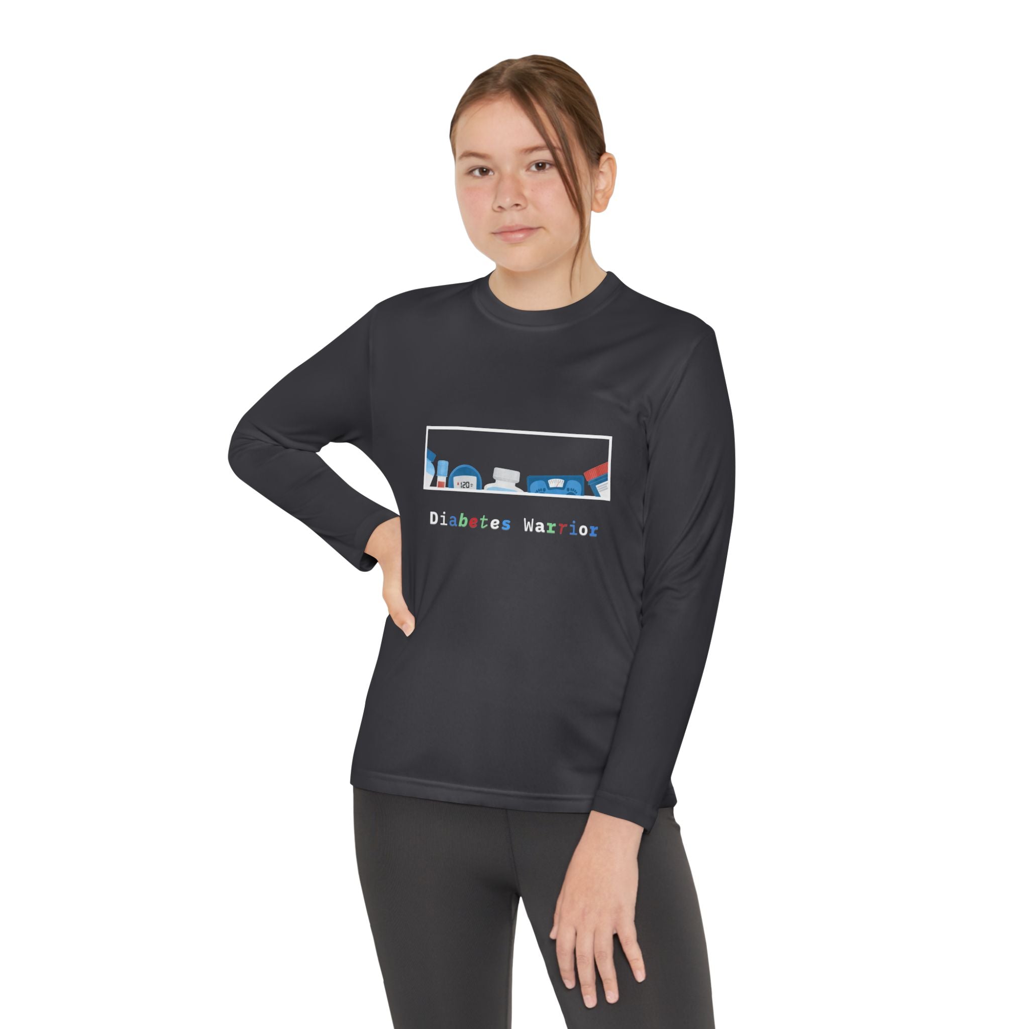 Diabetes Warrior w/supplies - Youth Longsleeve Tee The Diabuddies Store T-Shirts $23.44