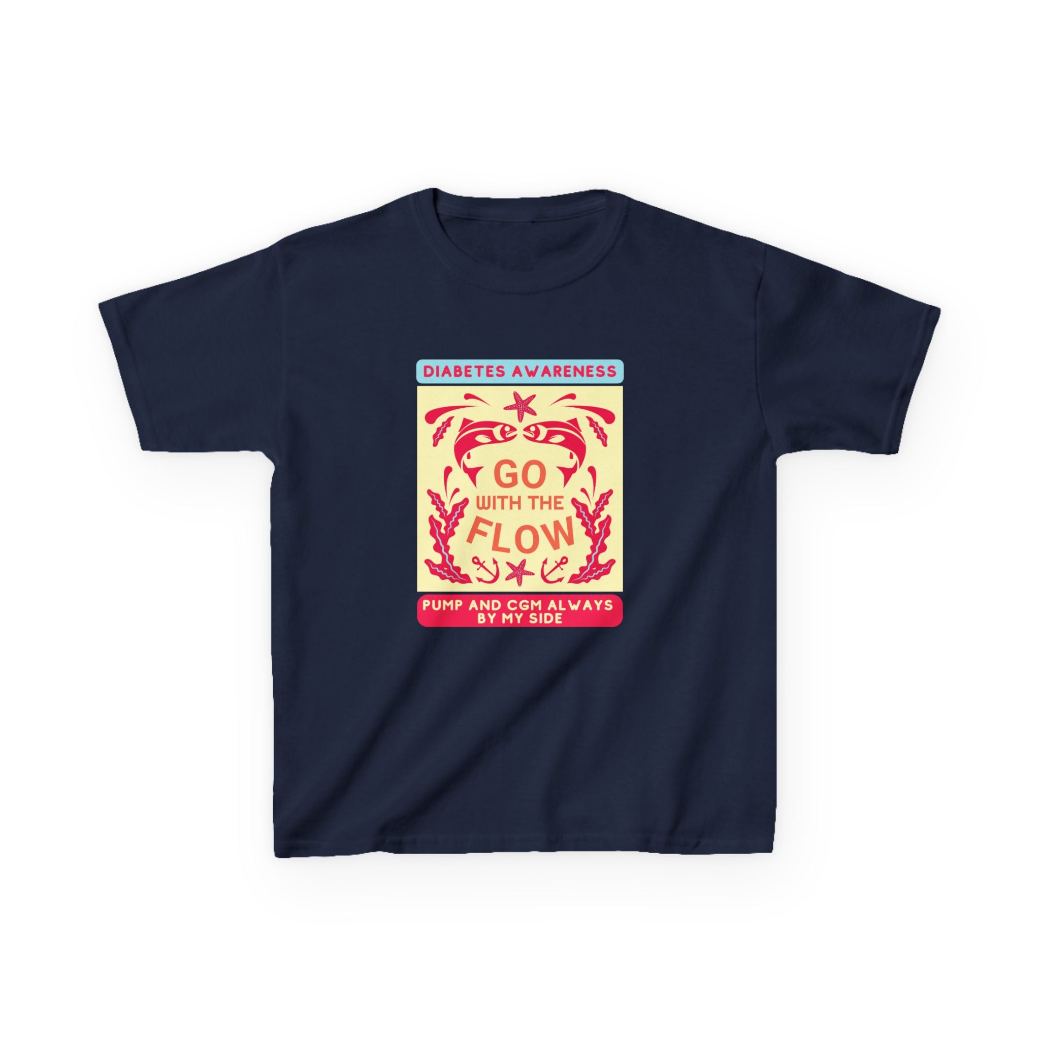 The Diabuddies Store Go with the Flow - Kids Tee Go with the Flow - Kids Tee: Embrace your journey with confidence in our vibrant "Go with the Flow" kids Tee. Engineered for those who live with a pump and CGM, this tank ensures your devices are always wit