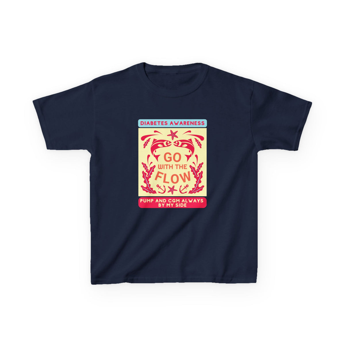 The Diabuddies Store Go with the Flow - Kids Tee Go with the Flow - Kids Tee: Embrace your journey with confidence in our vibrant "Go with the Flow" kids Tee. Engineered for those who live with a pump and CGM, this tank ensures your devices are always wit
