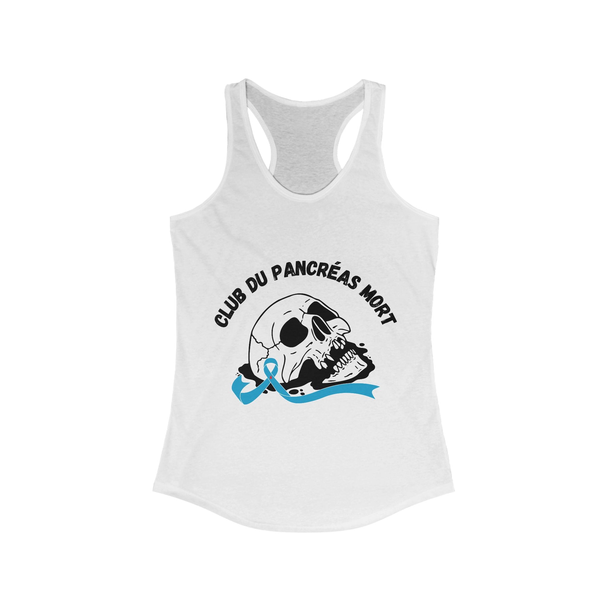 Skull & Blue Ribbon Dead Pancreas Club (French) Tank The Diabuddies Store Tank Tops $19.96