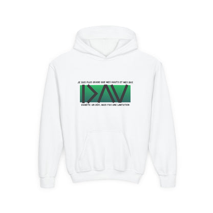 The Diabuddies Store Greater than (French/Green) - Youth Hoodie Greater than (French/Green) - Youth Hoodie: This isn't just a hoodie; it's a powerful symbol for young individuals living with diabetes, reminding them that they are always "greater than" any