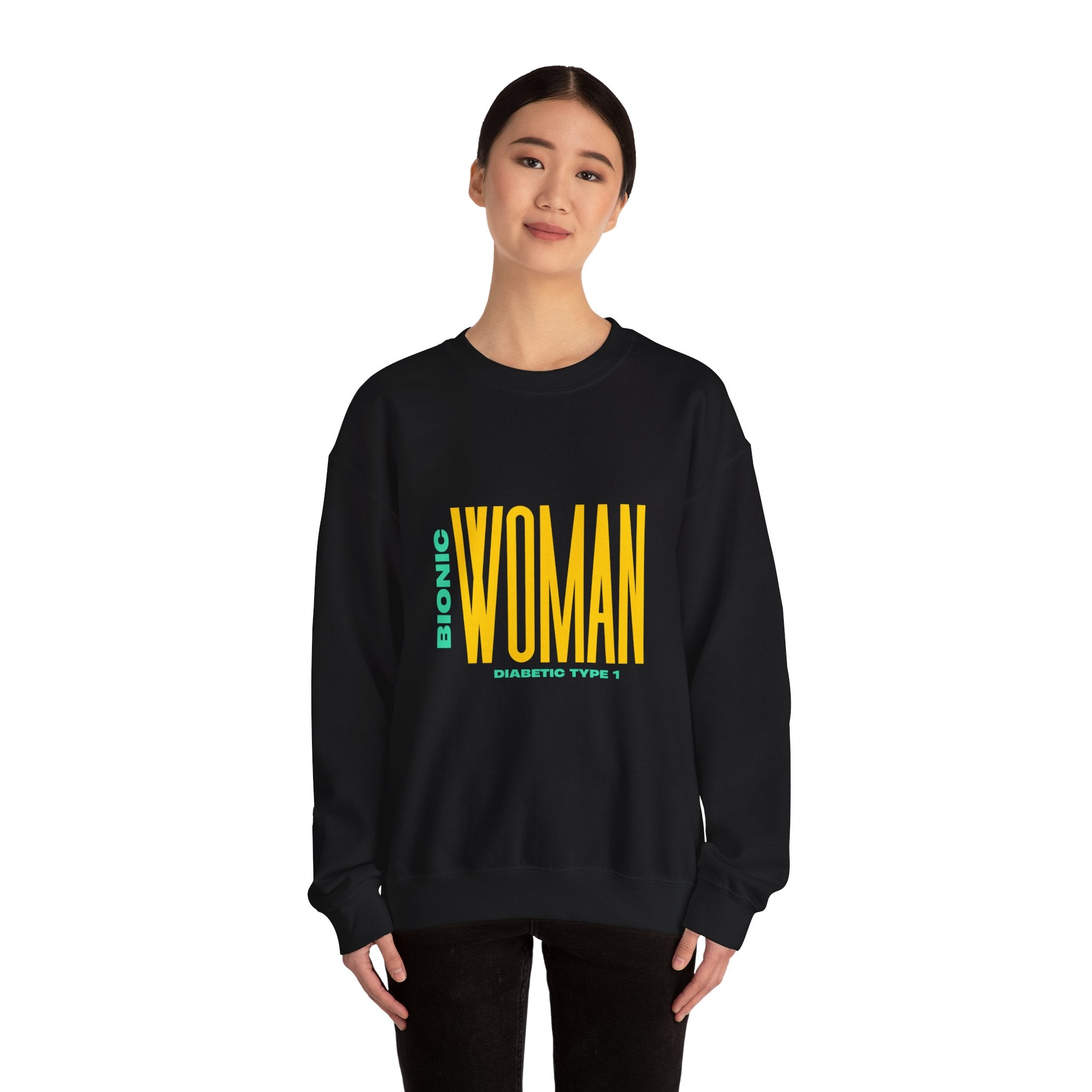 The Diabuddies Store Bionic Woman (Diabetes) - Unisex Sweatshirt Bionic Woman (Diabetes) - Unisex Sweatshirt: Unleash your inner Bionic strength! This Unisex Sweatshirt is a powerful statement of resilience, strength, and modern-day heroism for anyone liv