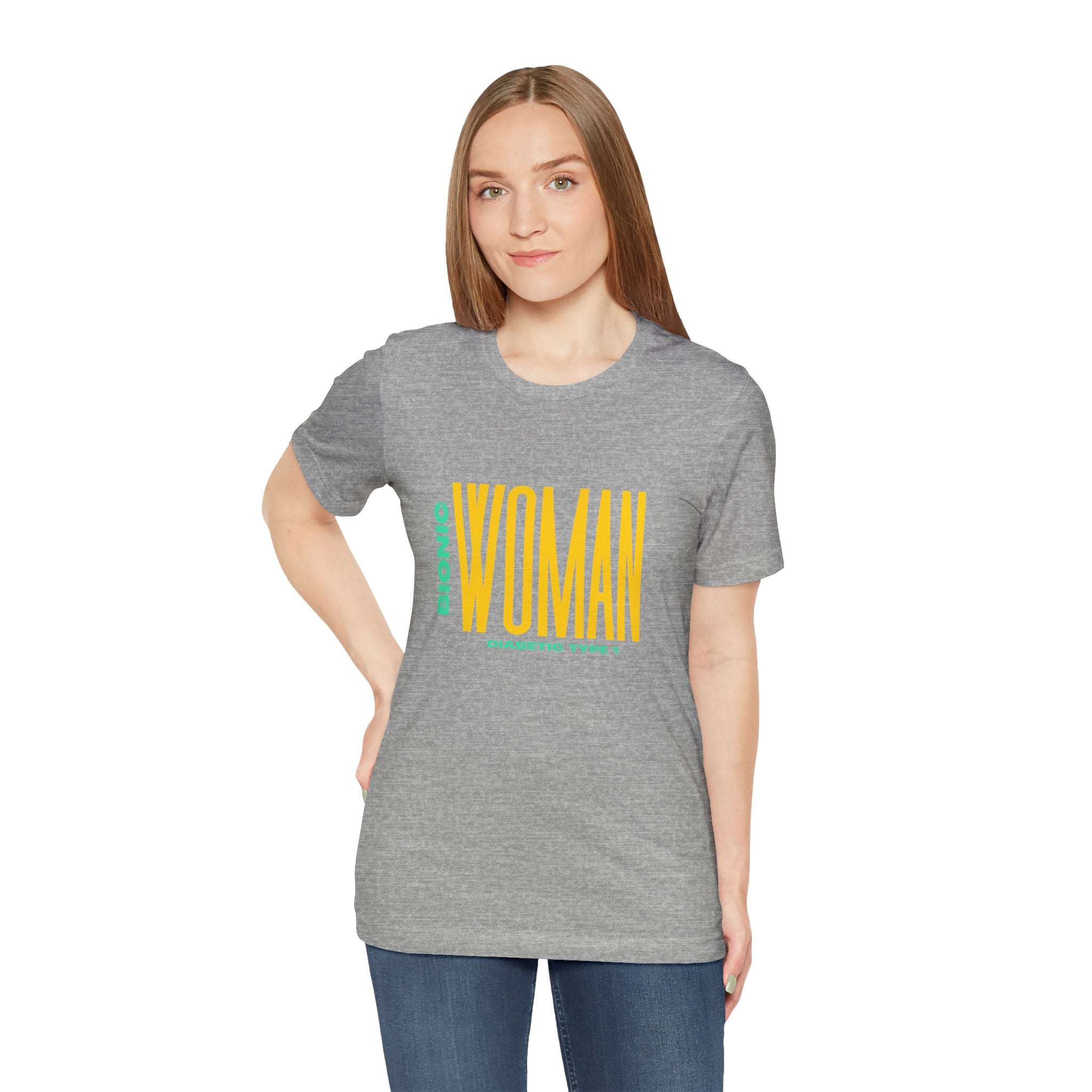 The Diabuddies Store Bionic Woman (Diabetes) - Unisex Tee Bionic Woman (Diabetes) - Unisex Tee: Unleash your inner Bionic strength! This Unisex Tee is a powerful statement of resilience, strength, and modern-day heroism for anyone living with Type 1 Diabe
