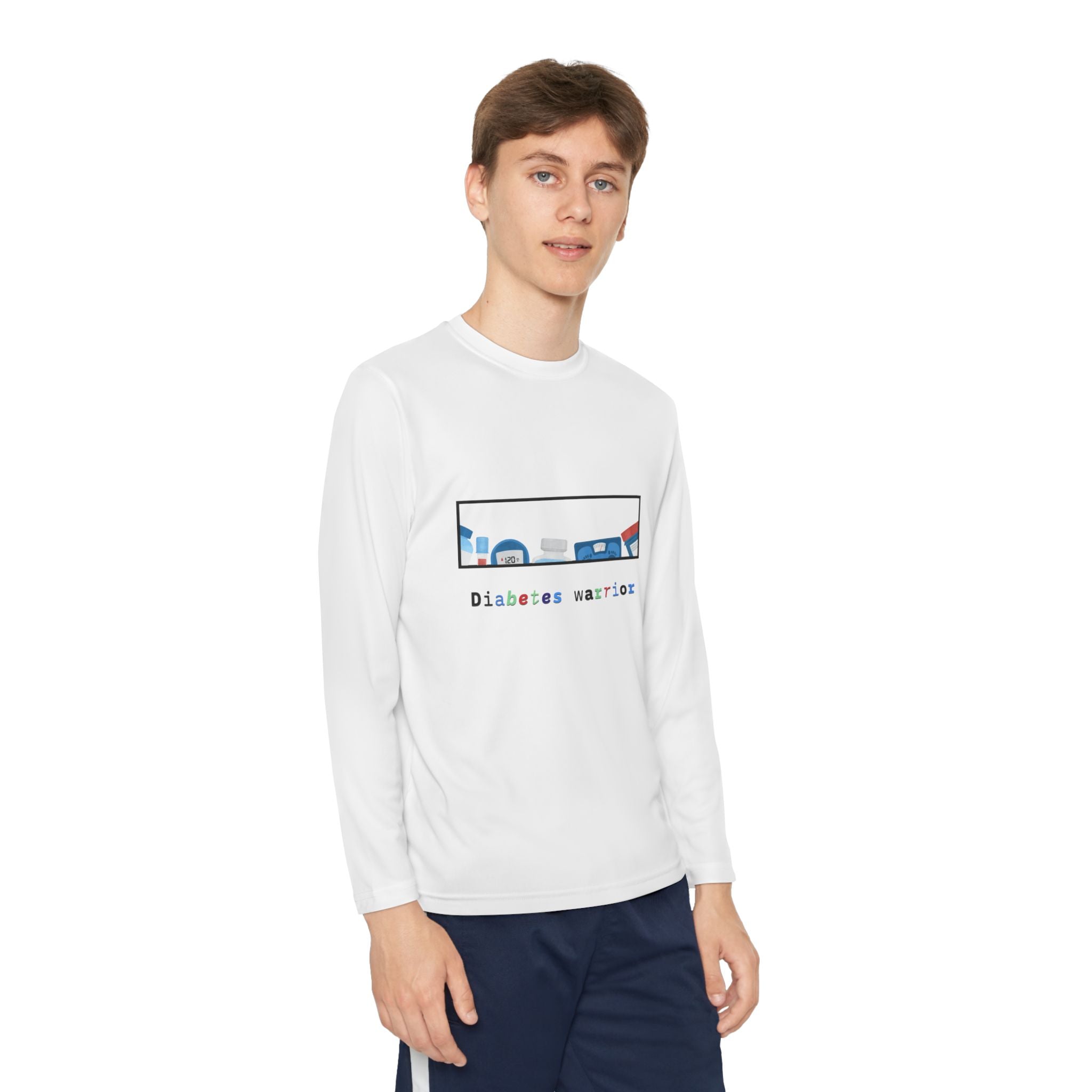 Diabetes Warrior w/supplies - Youth Longsleeve Tee The Diabuddies Store T-Shirts $23.44