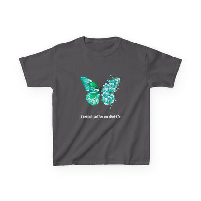 Green Butterfly & Flowers (French) - Kids Tee The Diabuddies Store T-Shirts $19.22