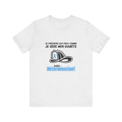 The Diabuddies Store Diabetes & Fire Prevention (French) - Unisex Tee Diabetes & Fire Prevention (French) - Unisex Tee: For the unsung heroes who dedicate their lives to keeping communities safe, while diligently managing their own health. Our Tee is desi