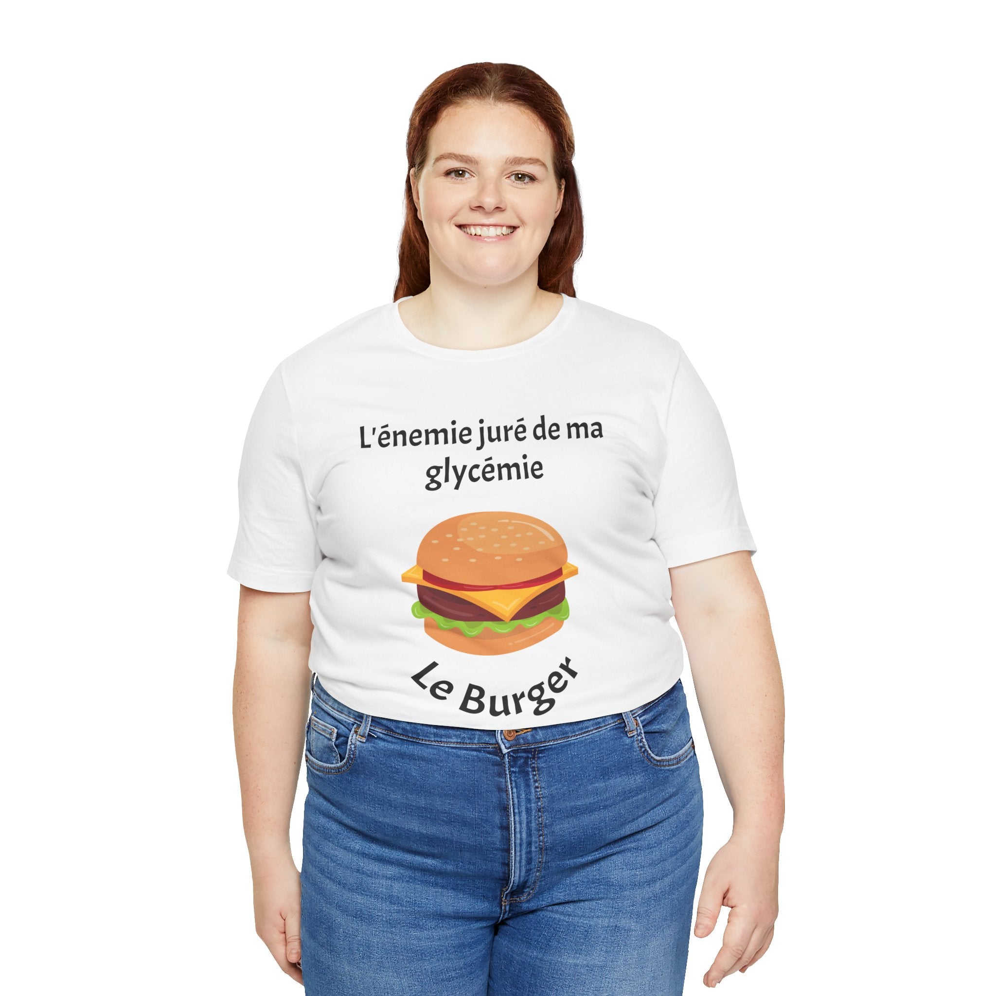 Blood Sugar's Arch Nemesis: The Burger (French) - Unisex Tee The Diabuddies Store T-Shirts $25.00