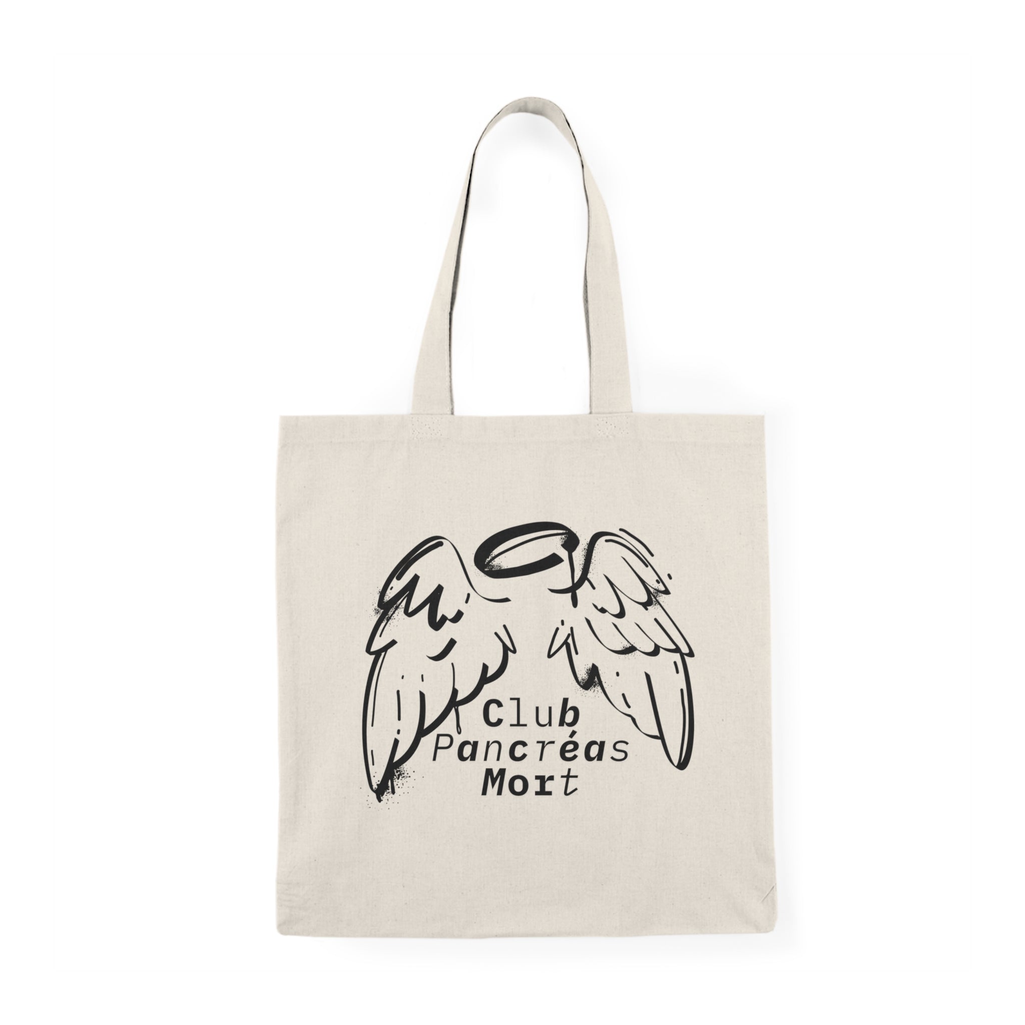 The Diabuddies Store Dead Pancreas Club, Angel Wings (French) - Tote Bags Dead Pancreas Club, Angel Wings (French) - Tote Bags: Carry your essentials with French elegance and a dash of wit. This durable canvas tote, playfully named "Dead Pancreas Club," f