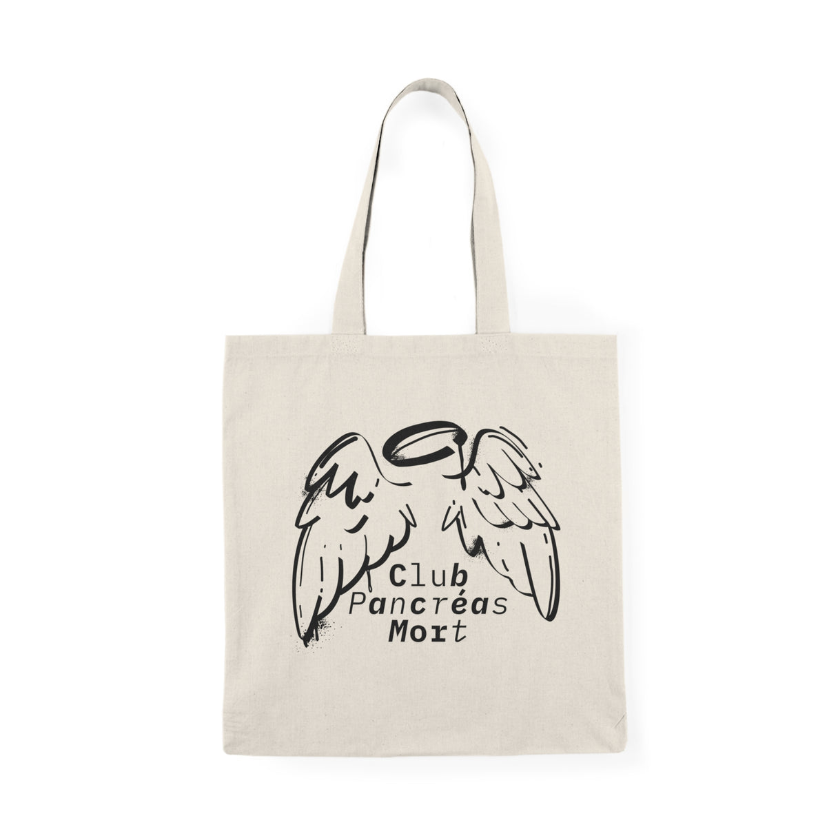 The Diabuddies Store Dead Pancreas Club, Angel Wings (French) - Tote Bags Dead Pancreas Club, Angel Wings (French) - Tote Bags: Carry your essentials with French elegance and a dash of wit. This durable canvas tote, playfully named "Dead Pancreas Club," f