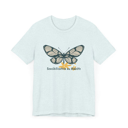 Green Butterfly & Flowers (French) Unisex Tee The Diabuddies Store T-Shirts $22.38