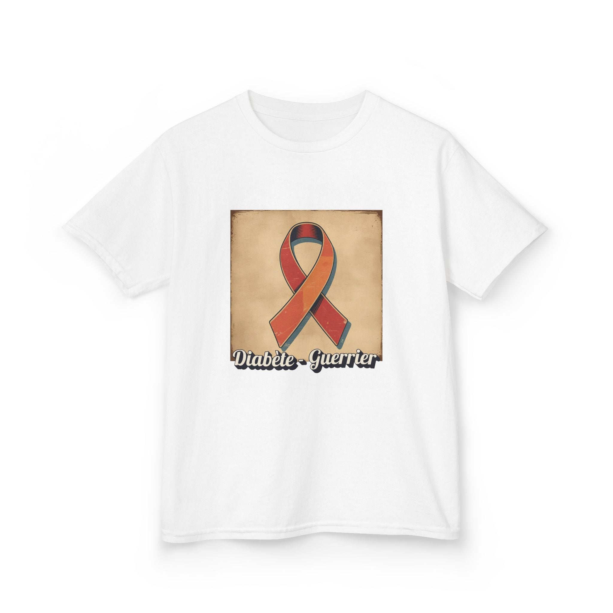 The Diabuddies Store Diabetes Warrior, Retro Look (French / Guerrier) - Kids Tee Diabetes Warrior, Retro Look (French / Guerrier) - Kids Tee: Let your young one show off their strength and style with our "Diabète Guerrier" Retro Look French Kids Tee! T-Sh