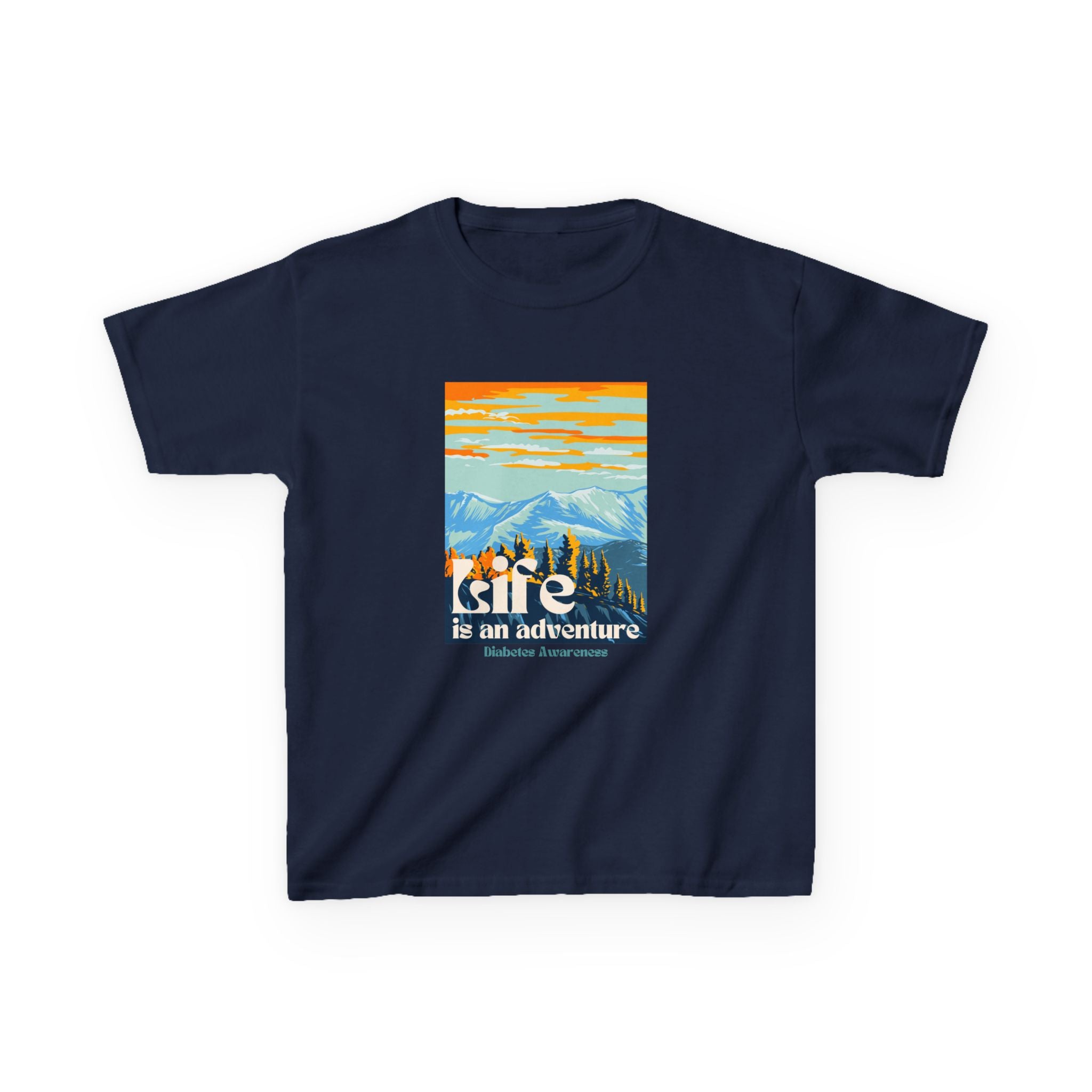 The Diabuddies Store Life is an Adventure, Mountains - Kids Tee Life is an Adventure, Mountains - Kids Tee: Inspire your little explorer with our "Life is an Adventure, Mountains" Kids Tee! This super soft and comfortable t-shirt is perfect for young adve