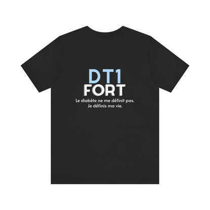 The Diabuddies Store T1D Strong (French) - Unisex Tee T1D Strong (French) - Unisex Tee: Wear your strength. This T1D Strong French tee sends a powerful message: "Le diabète ne me définit pas. Je définis ma vie." It's more than a shirt; it's a statement of