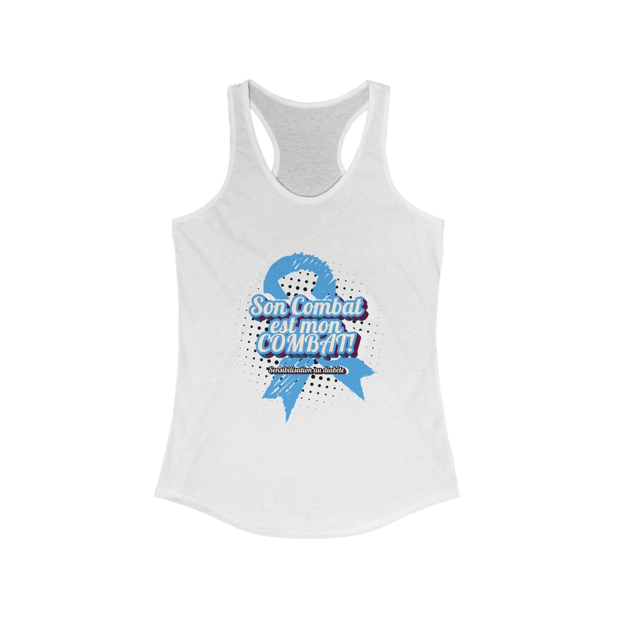 Her fight is my Fight! (French in Blue) Racerback Tank The Diabuddies Store Tank Tops $19.96