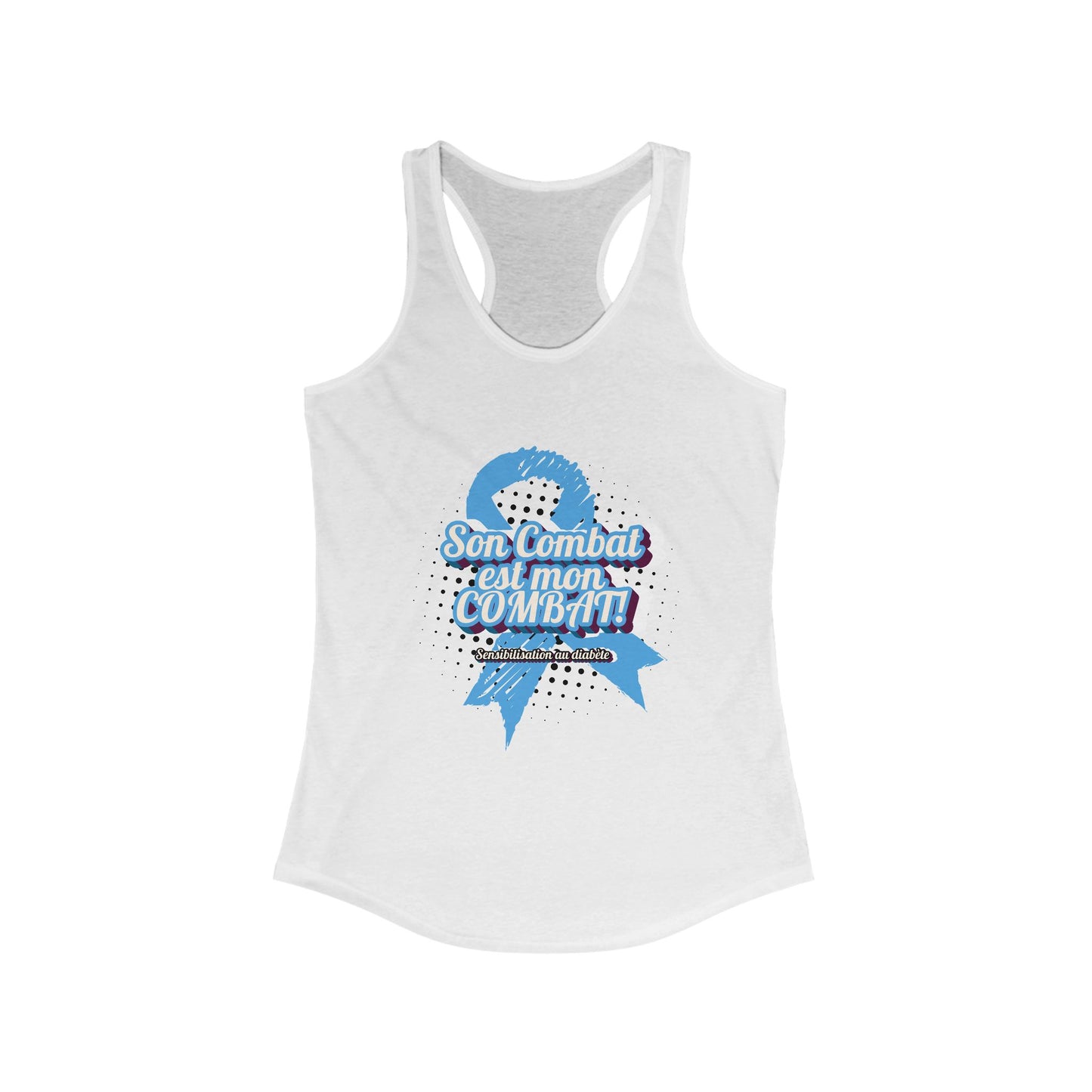 Her fight is my Fight! (French in Blue) Racerback Tank The Diabuddies Store Tank Tops $19.96