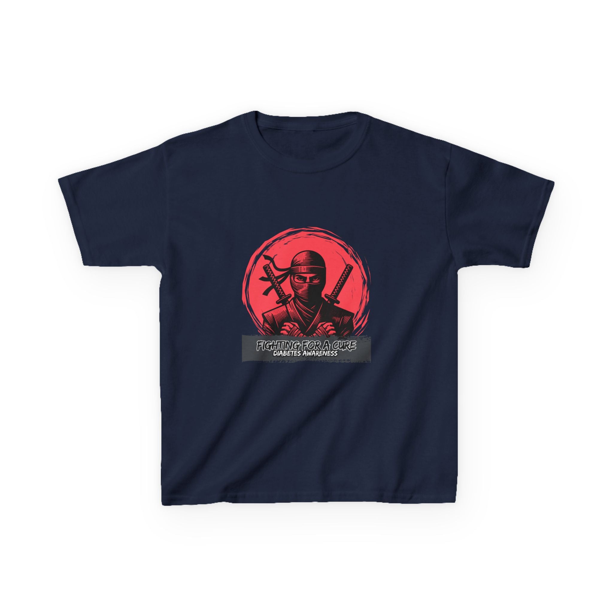 The Diabuddies Store Fighting for a Cure w/Ninja - Kids Tee Fighting for a Cure w/Ninja - Kids Tee: A soft, comfortable tee with a cool ninja ready for battle. A fun and empowering way for your child to show support! T-Shirts Kids clothes Birthday Gift Ki