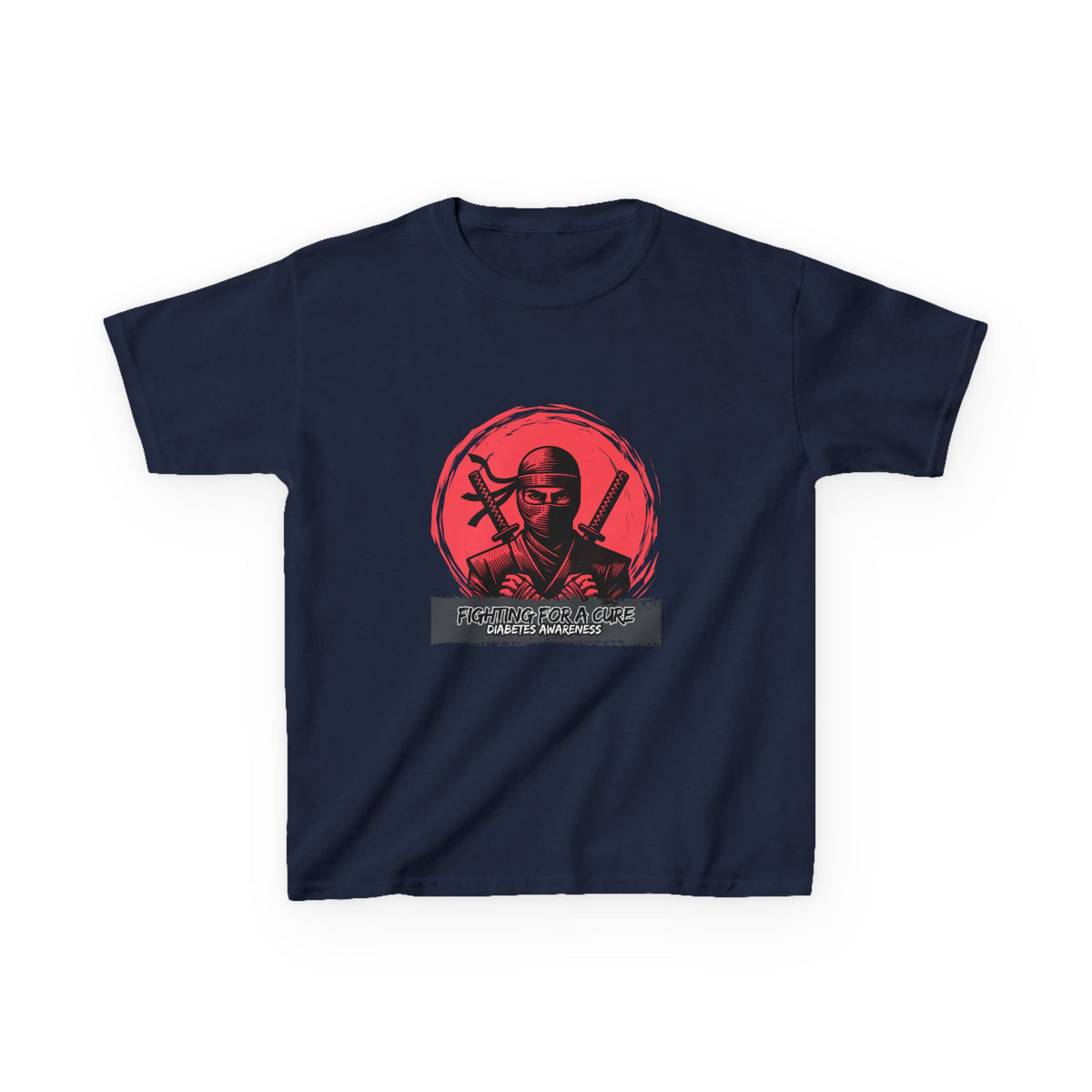 The Diabuddies Store Fighting for a Cure w/Ninja - Kids Tee Fighting for a Cure w/Ninja - Kids Tee: A soft, comfortable tee with a cool ninja ready for battle. A fun and empowering way for your child to show support! T-Shirts Kids clothes Birthday Gift Ki
