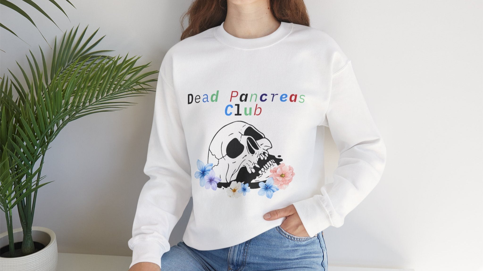 Skull & Flowers, Dead Pancreas Club - Unisex Sweatshirt The Diabuddies Store Sweatshirts $35.70
