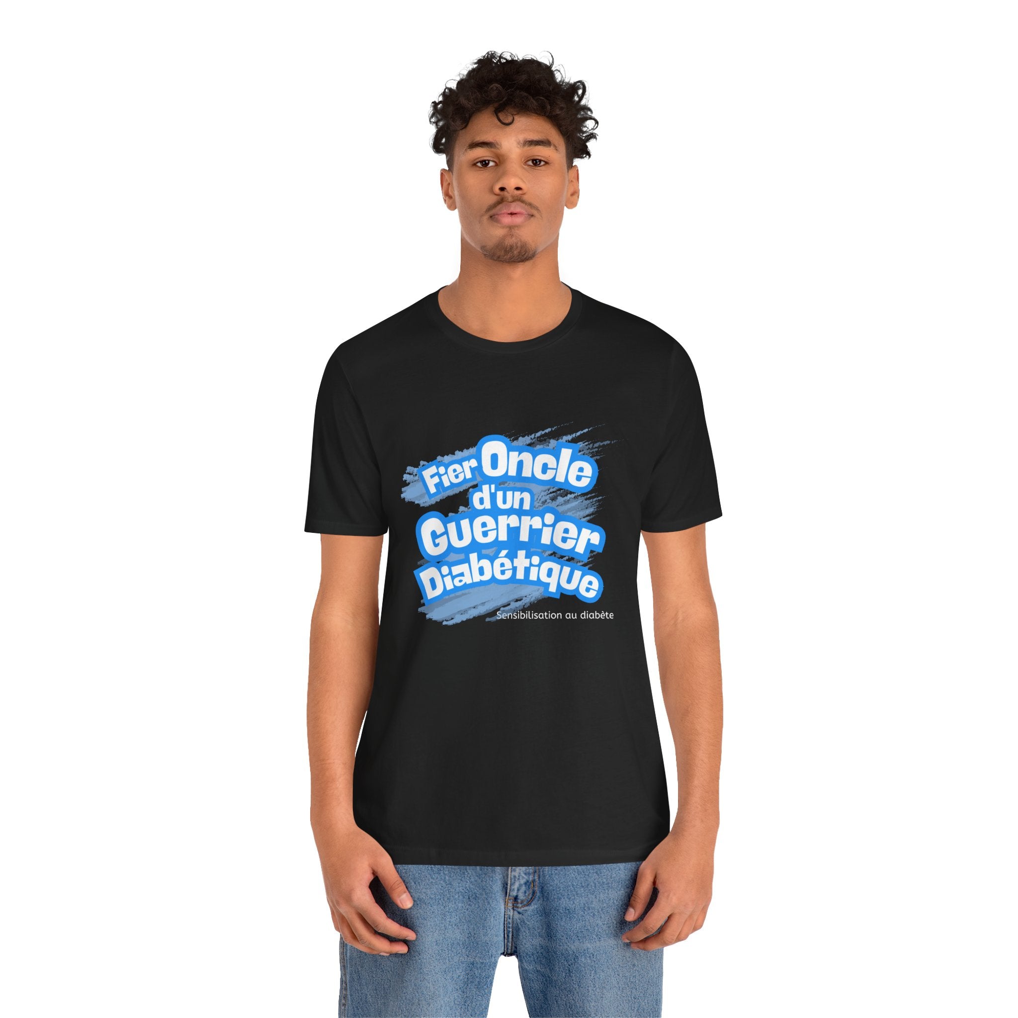 Proud Uncle of Diabetic Warrior (French/Nephew) - Unisex Tee The Diabuddies Store T-Shirts $22.50