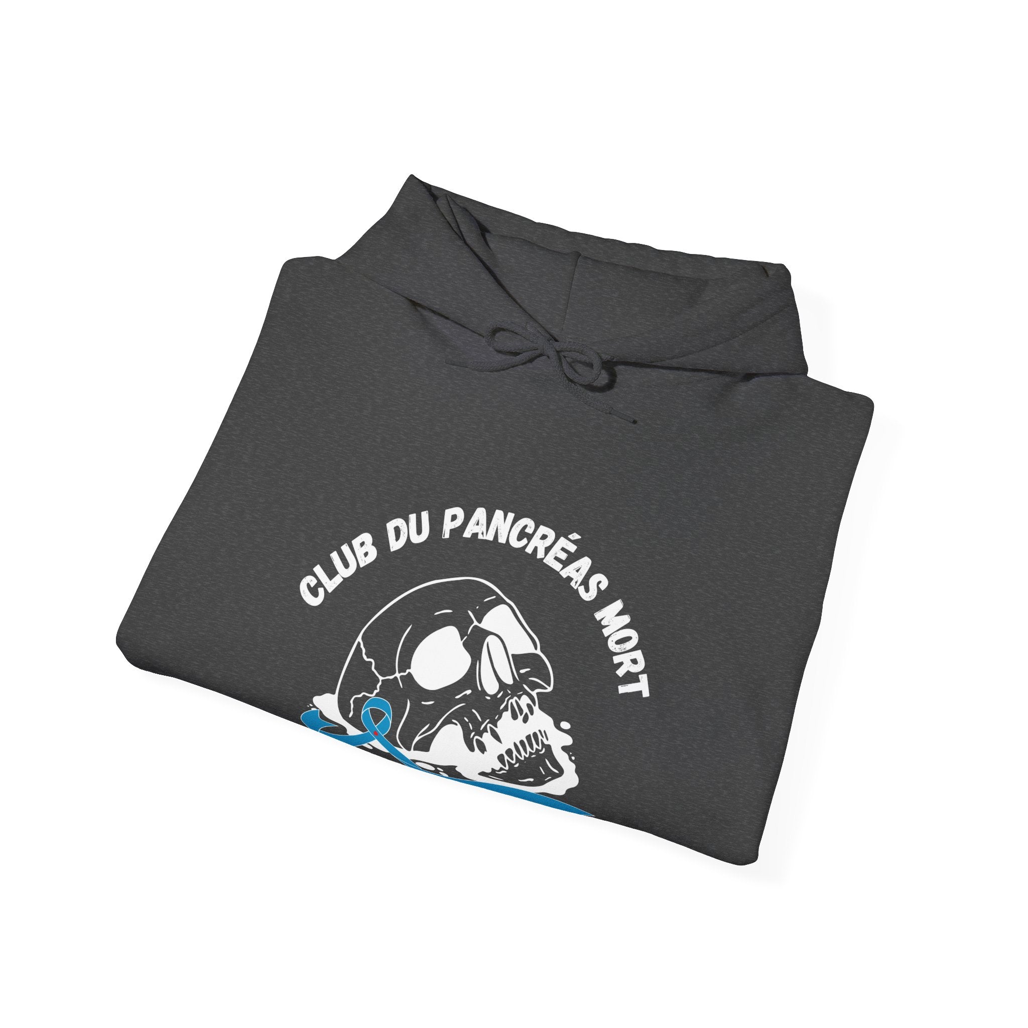 Skull & Blue Ribbon Dead Pancreas Club (French) Hoodie The Diabuddies Store Hoodies $32.41