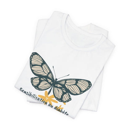 Green Butterfly & Flowers (French) Unisex Tee The Diabuddies Store T-Shirts $22.38