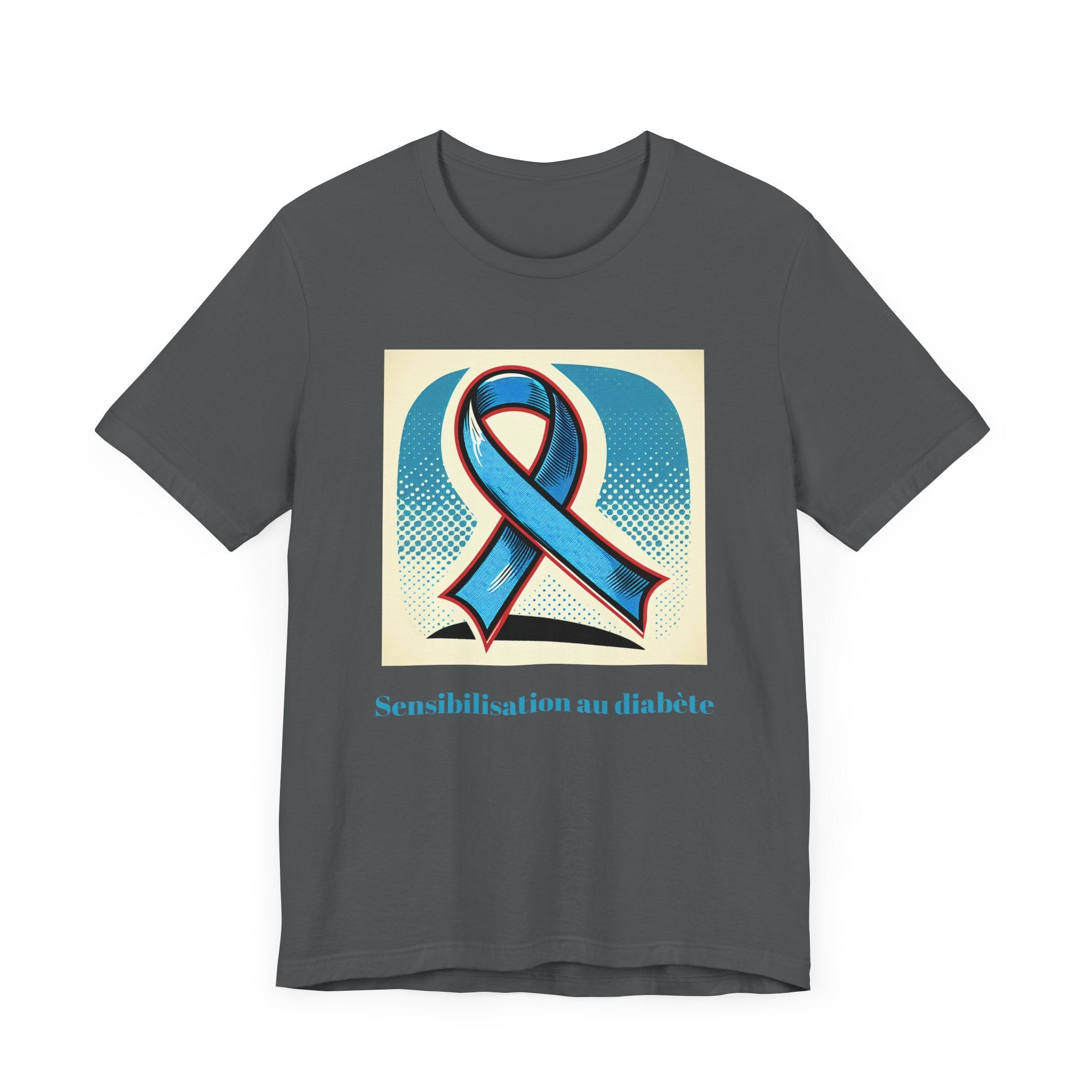 Diabetes Awareness, Blue Ribbon (French) - Unisex Tee The Diabuddies Store T-Shirts $22.50