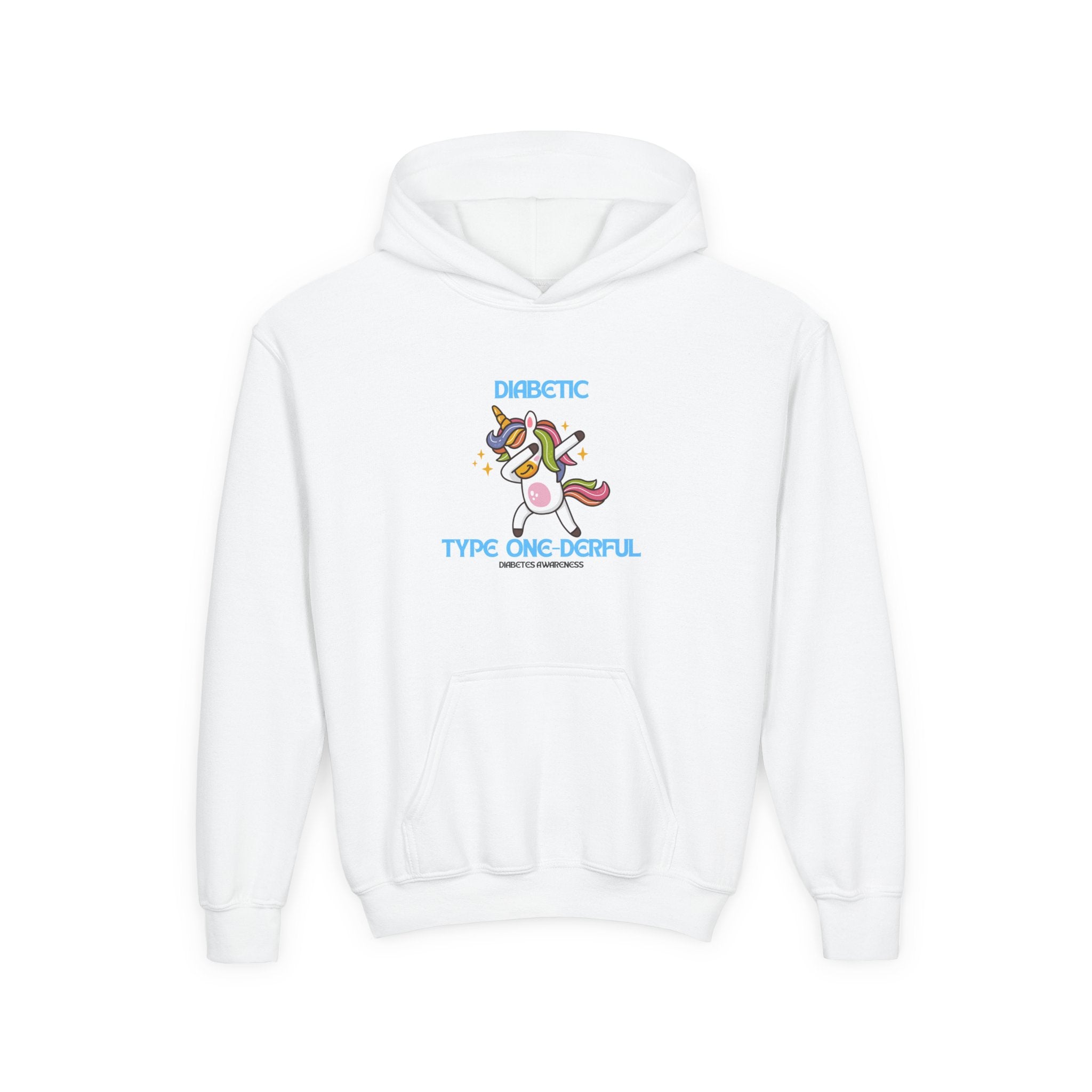 The Diabuddies Store Type One-derful - Youth Hoodie Type One-derful - Youth Hoodie: Embrace your Type 1 journey with pride! A joyful, empowering tribute. Playful spin on 'wonderful'. Hoodies $32.49