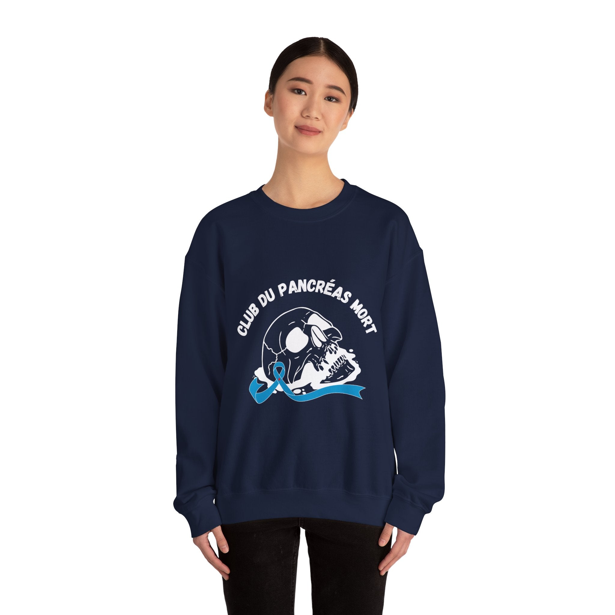 Skull & Blue Ribbon, Dead Pancreas Club (French) Sweatshirt The Diabuddies Store Sweatshirts $35.70