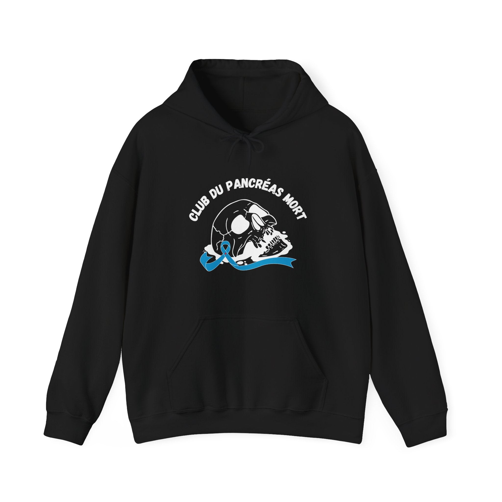 Skull & Blue Ribbon Dead Pancreas Club (French) Hoodie The Diabuddies Store Hoodies $32.41
