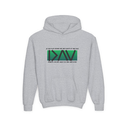 The Diabuddies Store Greater than (French/Green) - Youth Hoodie Greater than (French/Green) - Youth Hoodie: This isn't just a hoodie; it's a powerful symbol for young individuals living with diabetes, reminding them that they are always "greater than" any