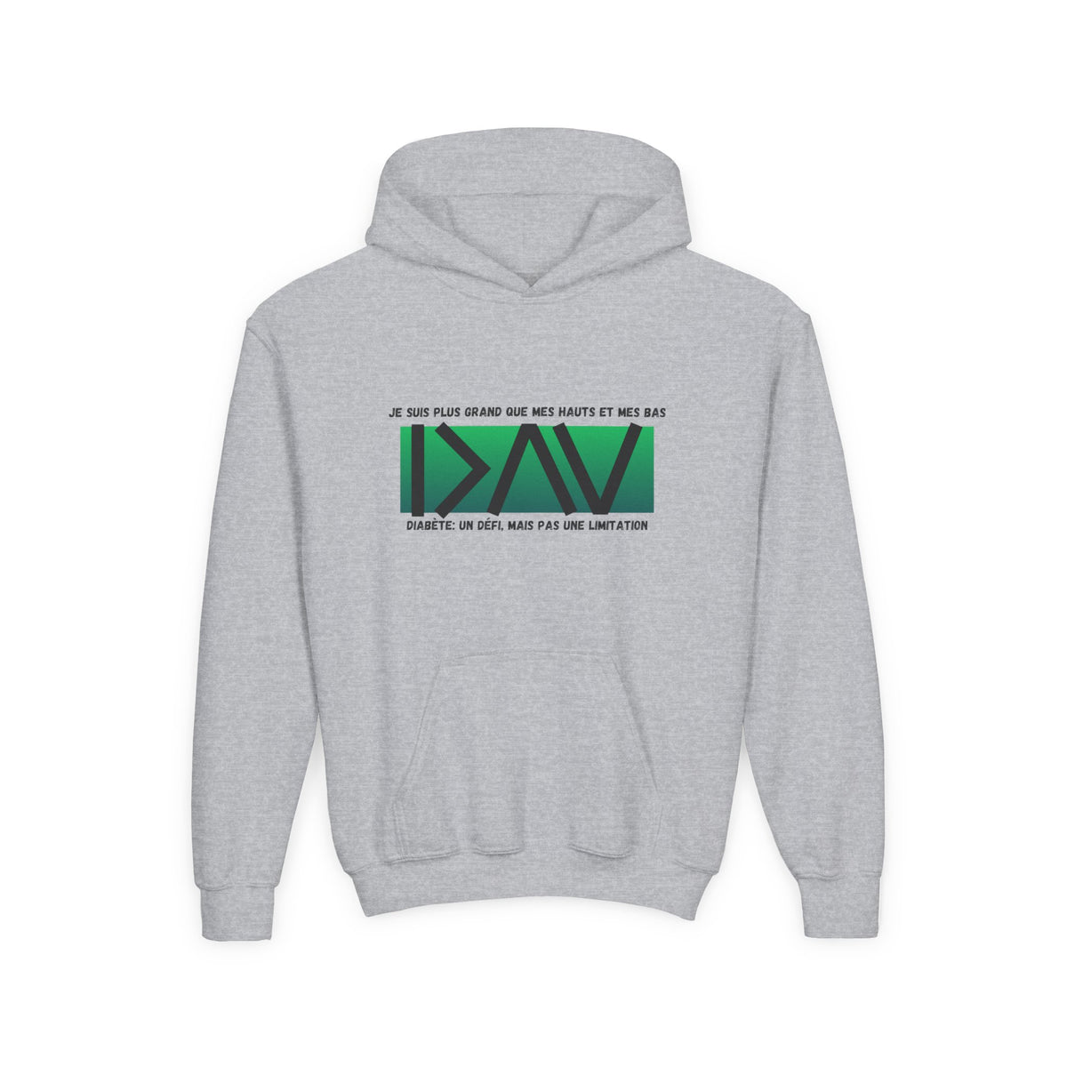 The Diabuddies Store Greater than (French/Green) - Youth Hoodie Greater than (French/Green) - Youth Hoodie: This isn't just a hoodie; it's a powerful symbol for young individuals living with diabetes, reminding them that they are always "greater than" any