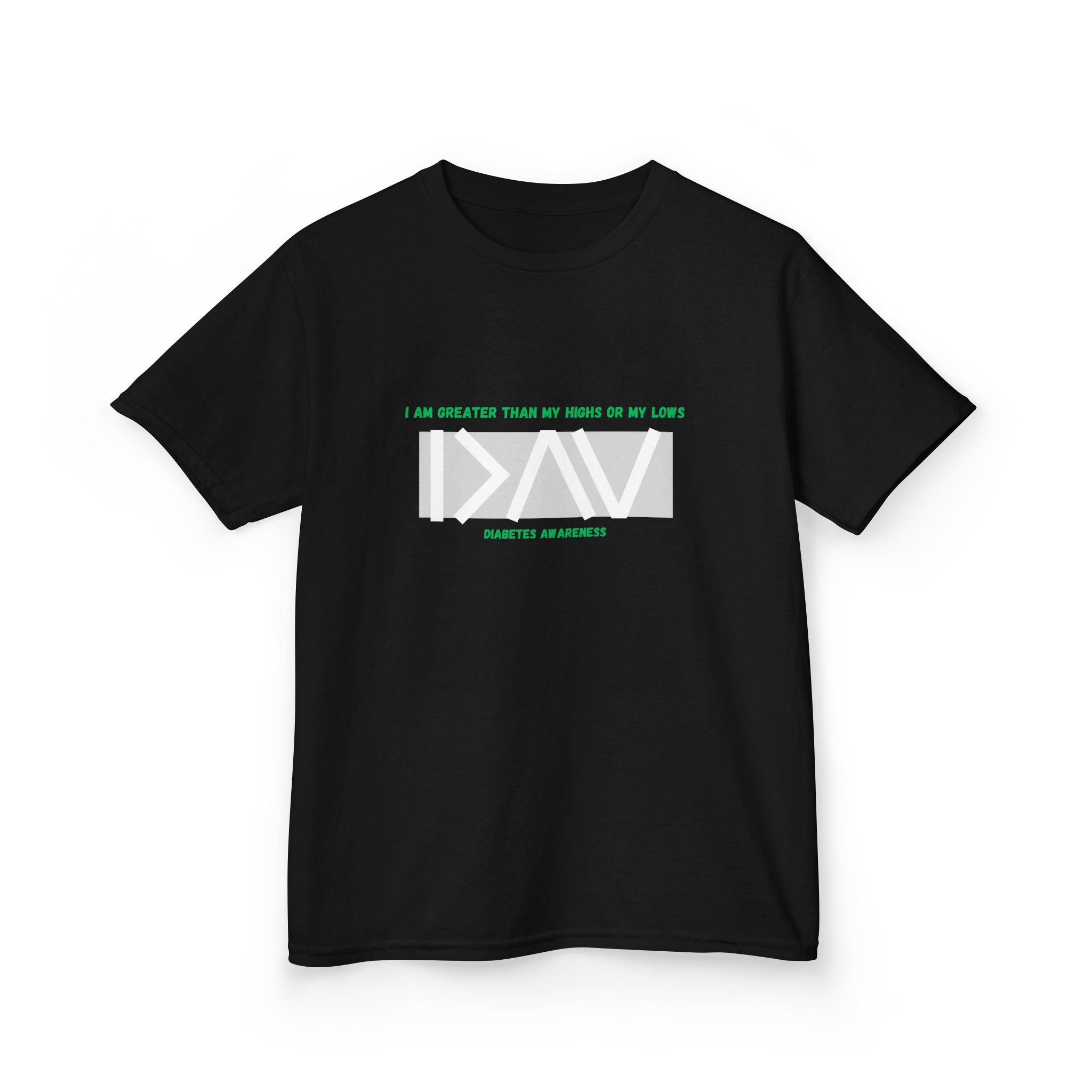 The Diabuddies Store I am greater than (Grey) - Kids Tee I am greater than (Grey) - Kids Tee: Celebrate resilience and strength with this Kids Tee! It's a powerful symbol for young individuals living with diabetes, reminding them that they are always "gre