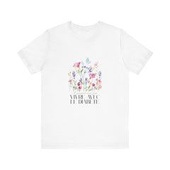 The Diabuddies Store Blossoming Strong, Living with Diabetes. (French) Unisex Tee Blossoming Strong, Living with Diabetes. (French) Unisex Tee: Wear your strength proudly! Our "S'épanouir avec force, vivre avec le diabète." Unisex Tee is a beautiful remin