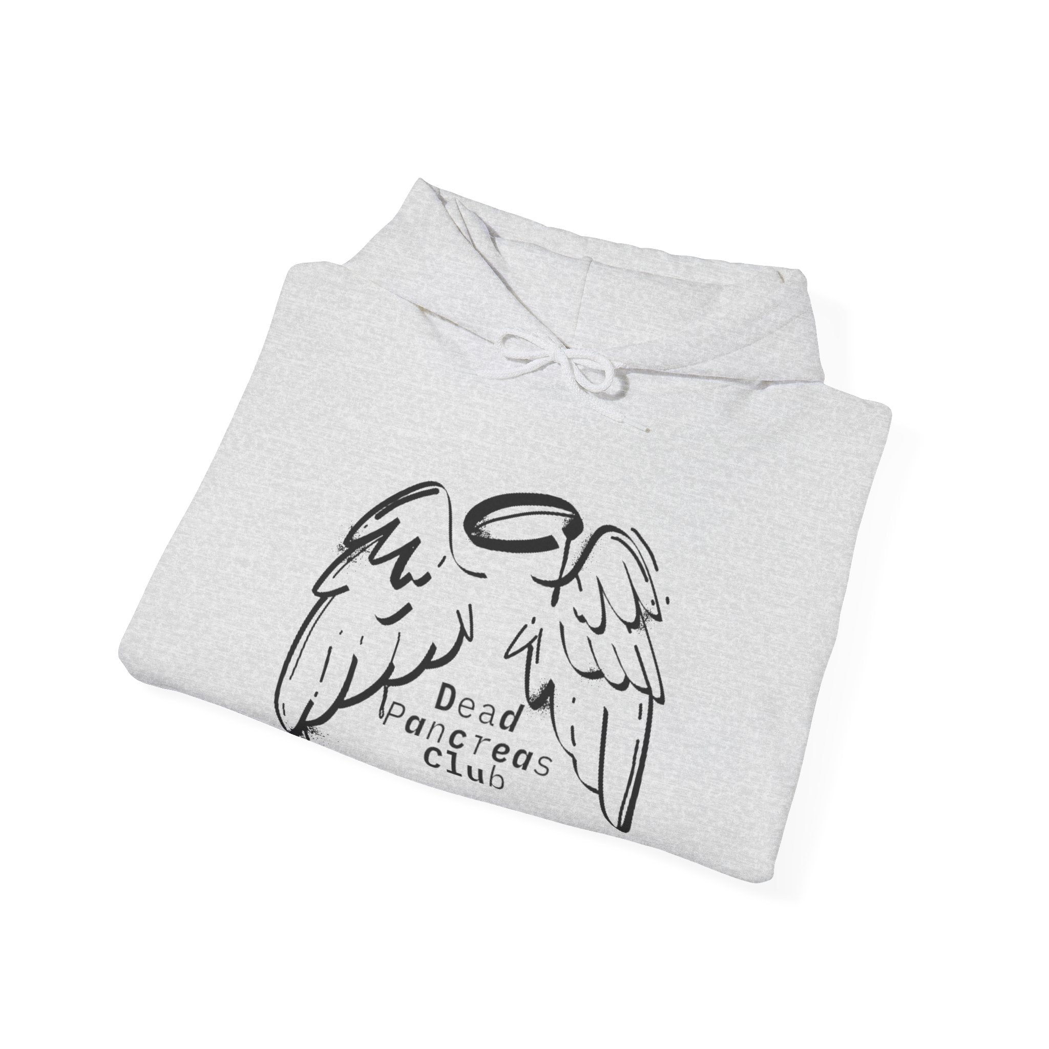 The Diabuddies Store Dead Pancreas Club (Angel Wings) - Unisex Hoodie Dead Pancreas Club (Angel Wings) - Unisex Hoodie: Join the club and wrap yourself in cozy defiance! This warm and uniquely designed hoodie offers a raw, honest, and darkly humorous take