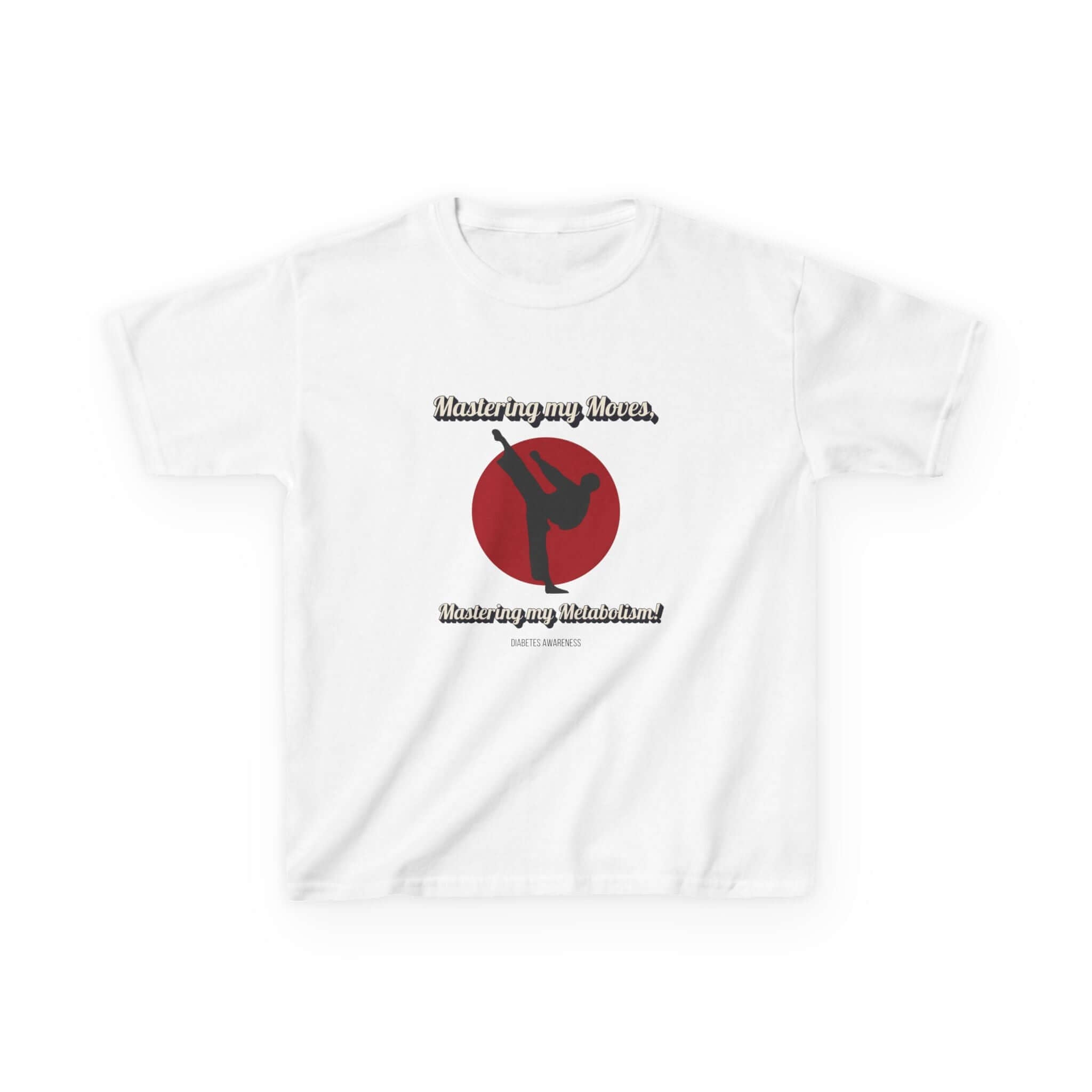 The Diabuddies Store Awareness, Diabetes & Karate - Kids Tee Awareness, Diabetes & Karate - Kids Tee: Unleash your inner warrior with our kids Tee! With the empowering phrase: "Maîtriser mes mouvements, maîtriser mon métabolisme!" T-Shirts $17.06