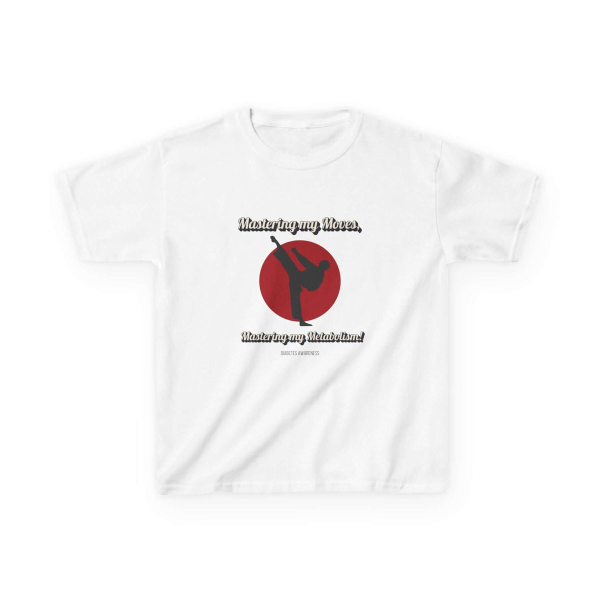 The Diabuddies Store Awareness, Diabetes & Karate - Kids Tee Awareness, Diabetes & Karate - Kids Tee: Unleash your inner warrior with our kids Tee! With the empowering phrase: "Maîtriser mes mouvements, maîtriser mon métabolisme!" T-Shirts $17.06
