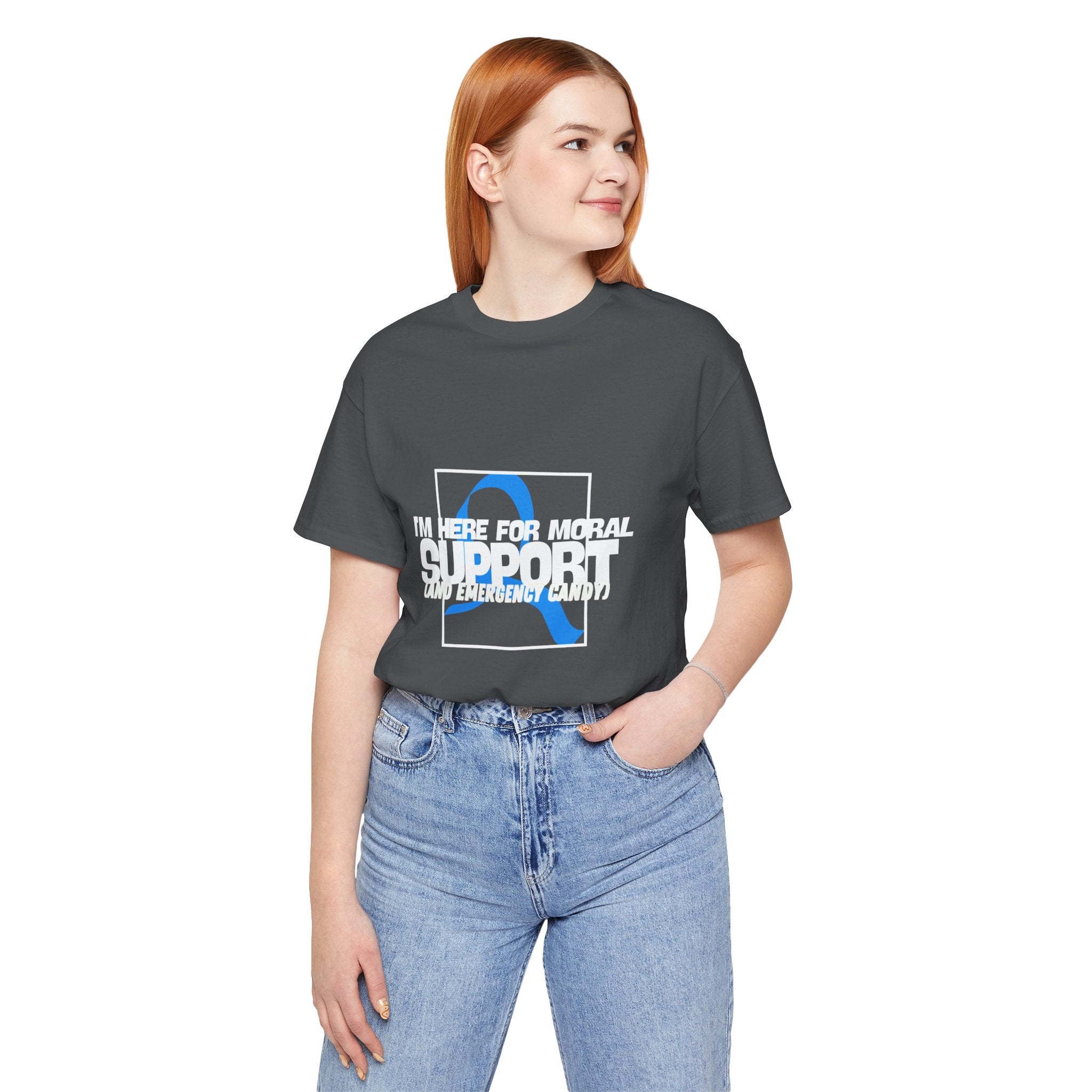 The Diabuddies Store Moral Support and Emergency Candy - Unisex Tee Moral Support and Emergency Candy - Unisex Tee: Being a friend to someone with diabetes means being ready for anything – from offering a listening ear to, well, having some emergency cand