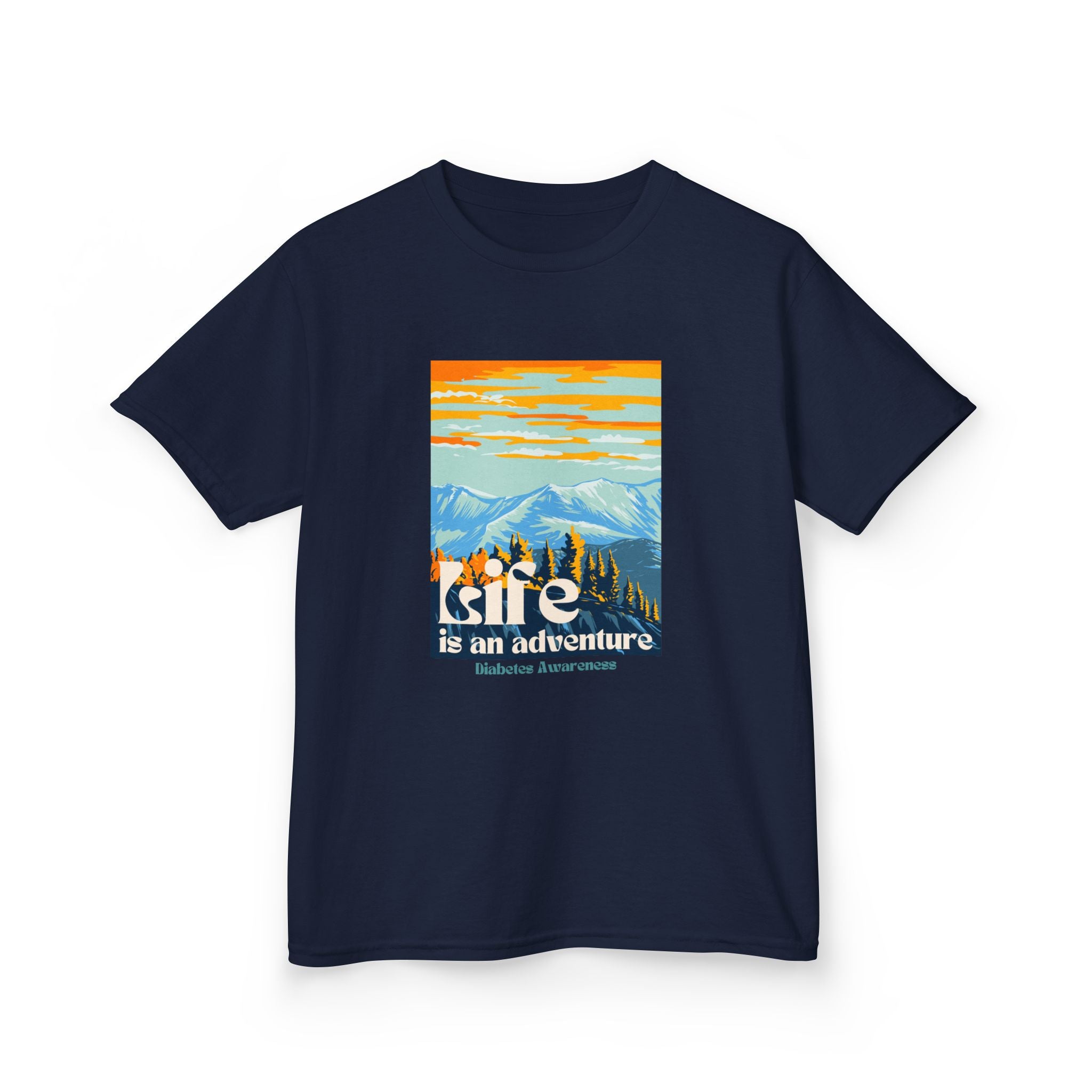 The Diabuddies Store Life is an Adventure, Mountains - Kids Tee Life is an Adventure, Mountains - Kids Tee: Inspire your little explorer with our "Life is an Adventure, Mountains" Kids Tee! This super soft and comfortable t-shirt is perfect for young adve
