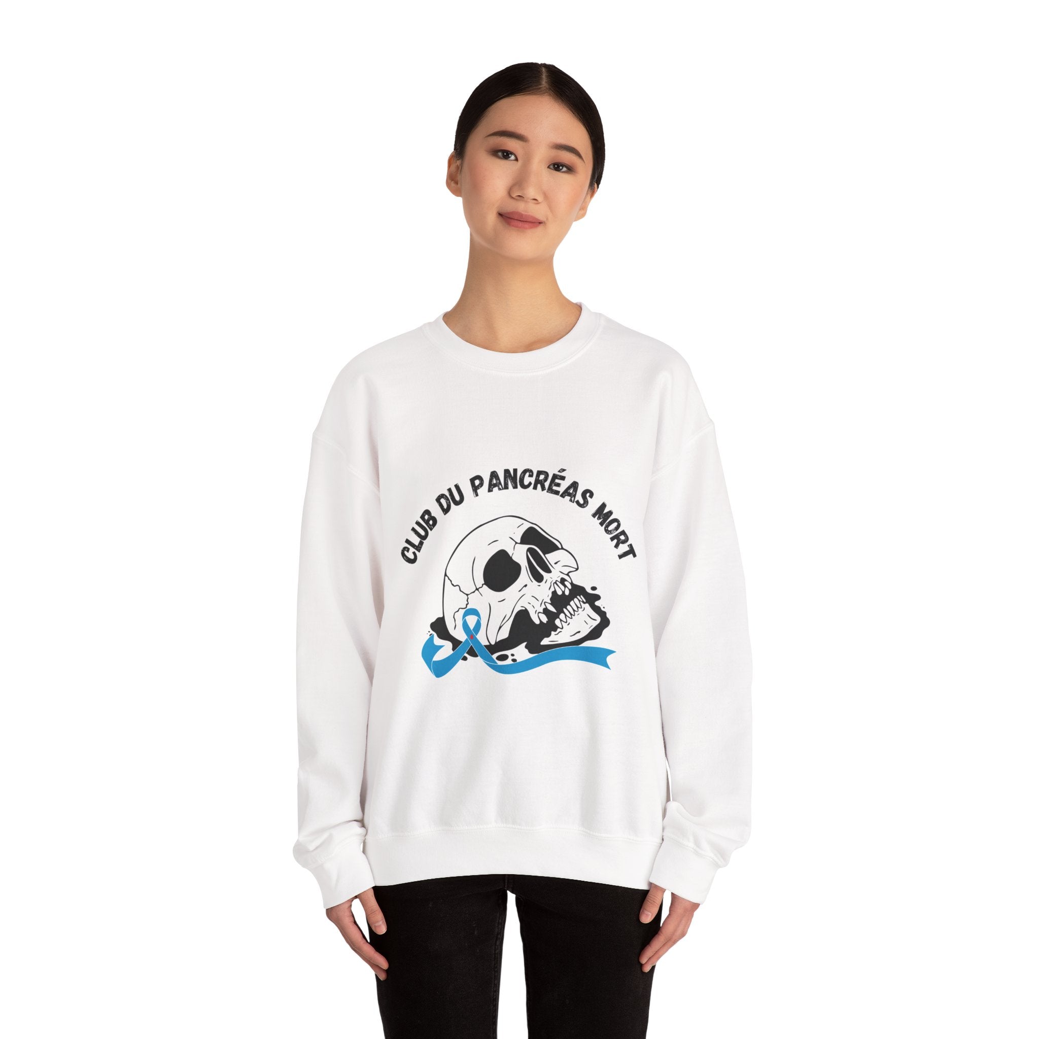 Skull & Blue Ribbon, Dead Pancreas Club (French) Sweatshirt The Diabuddies Store Sweatshirts $35.70