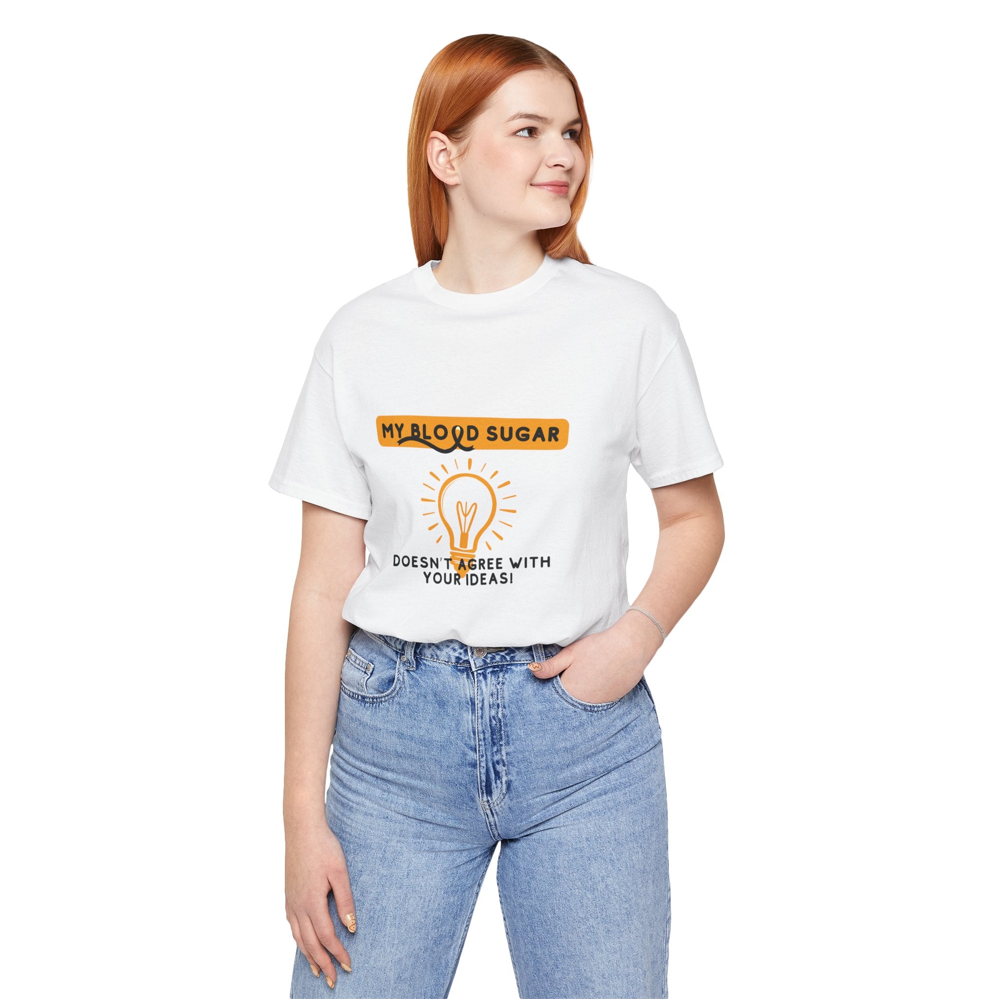 The Diabuddies Store Blood Sugar Says No - Unisex Tee Blood Sugar Says No - Unisex Tee: Some ideas are just not worth the rollercoaster! Our "Blood Sugar Says No" unisex tee is a humorous and relatable way to express the everyday realities of managing dia
