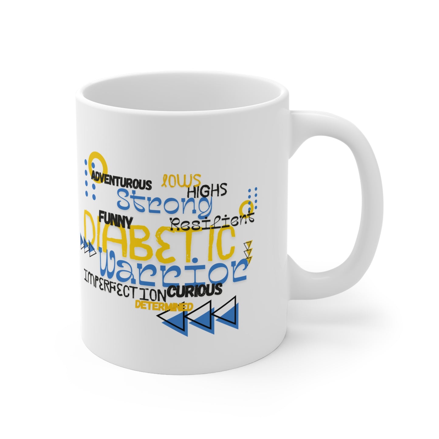 The Diabuddies Store Uplifted & Unleashed - Mug 11oz Uplifted & Unleashed - Mug 11oz: Embrace your strength, defy the odds. The "Uplifted & Unleashed" mug is more than just a mug; it's a vibrant testament to the diabetic warrior within. Adorned with a cha