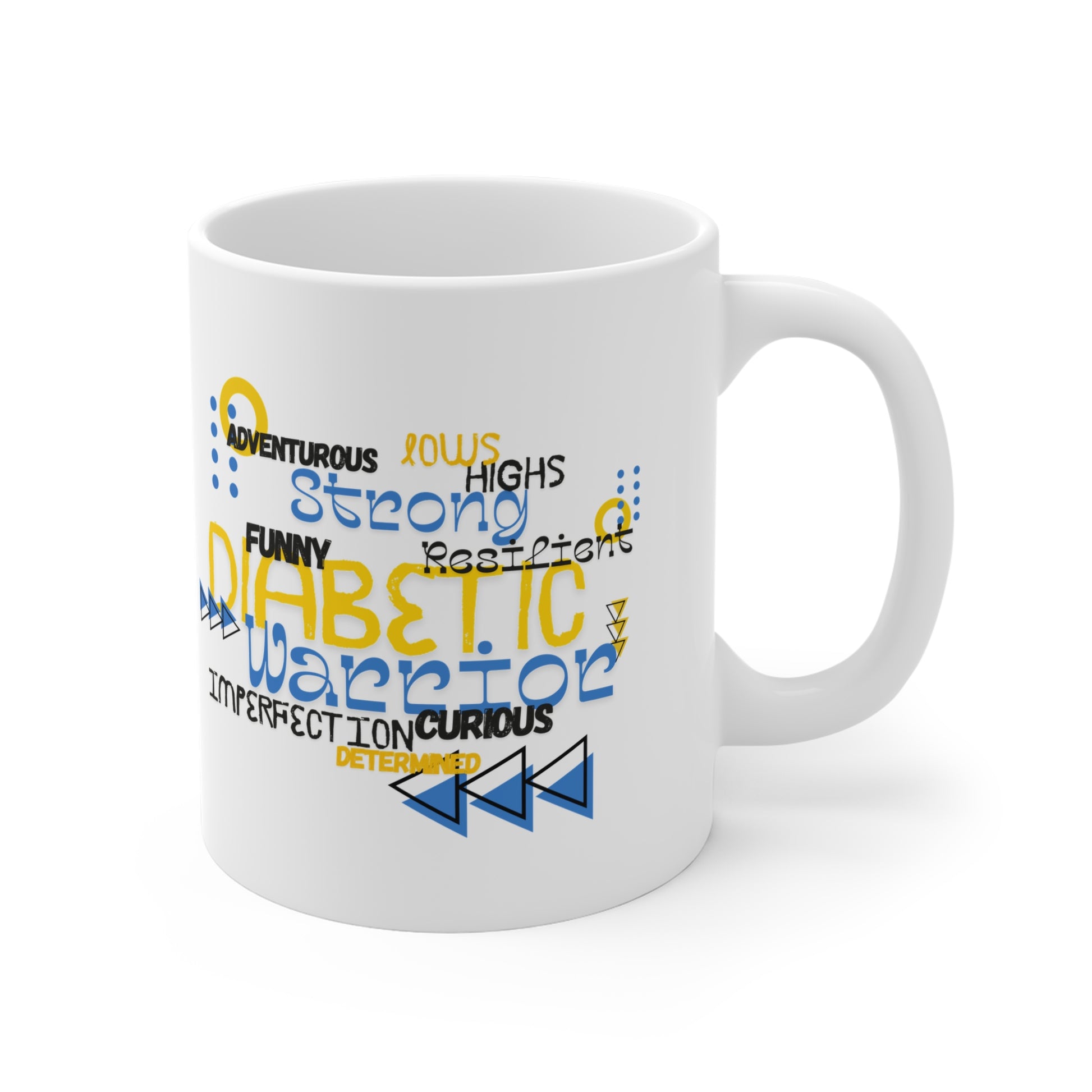 The Diabuddies Store Uplifted & Unleashed - Mug 11oz Uplifted & Unleashed - Mug 11oz: Embrace your strength, defy the odds. The "Uplifted & Unleashed" mug is more than just a mug; it's a vibrant testament to the diabetic warrior within. Adorned with a cha