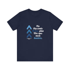The Diabuddies Store Spiking Faster than my Anxiety (French/Blue) - Unisex Tee Spiking Faster than my Anxiety (French/Blue) - Unisex Tee: Get ready to make a statement without saying a word. Our blue "Spiking Faster Than My Anxiety" French Unisex Tee is f