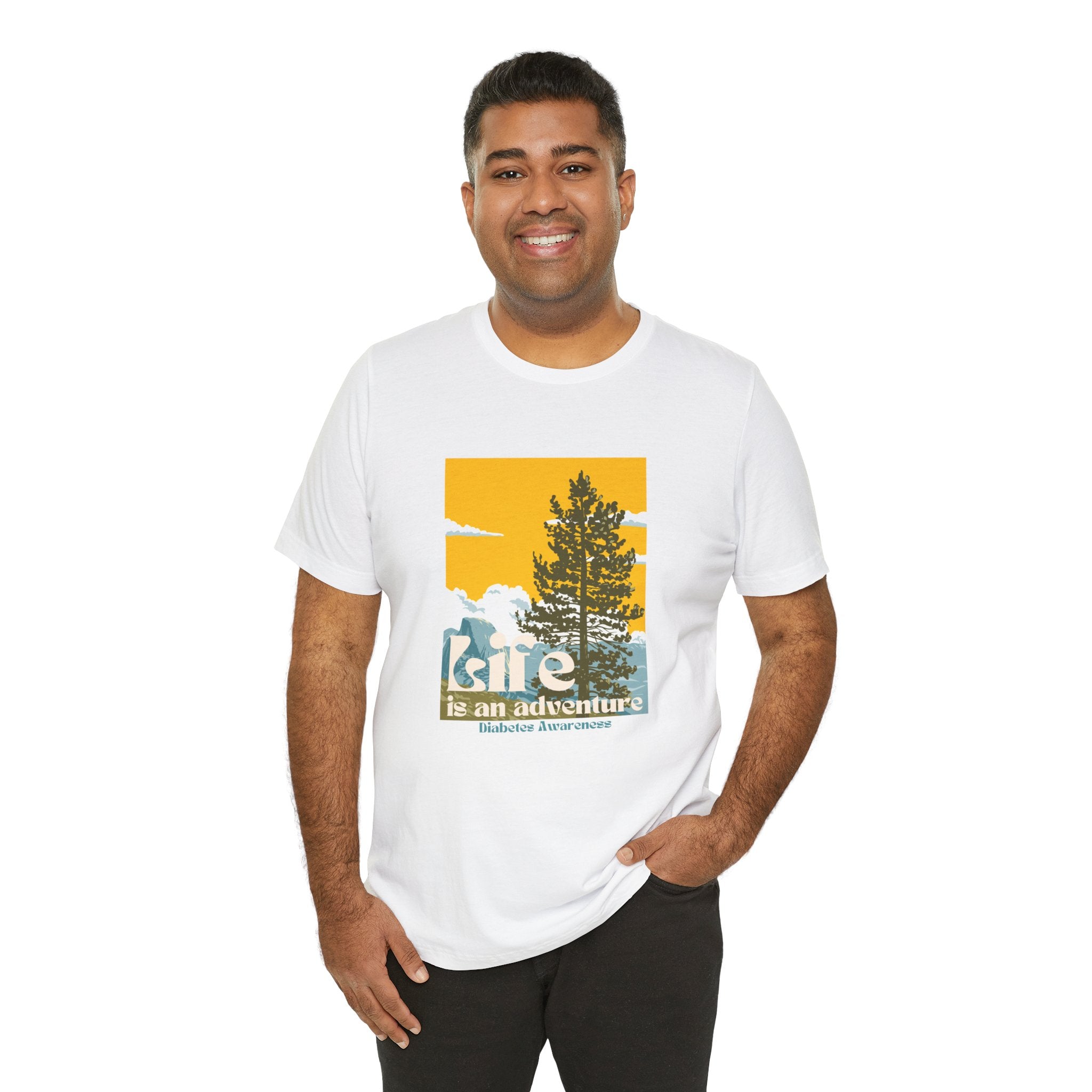 The Diabuddies Store Life is an Adventure, Nature - Unisex Tee Life is an Adventure, Nature - Unisex Tee: Embrace the call of the wild with our "Life is an adventure" Unisex Tee. This shirt is for anyone who finds their soul in the great outdoors, from mo