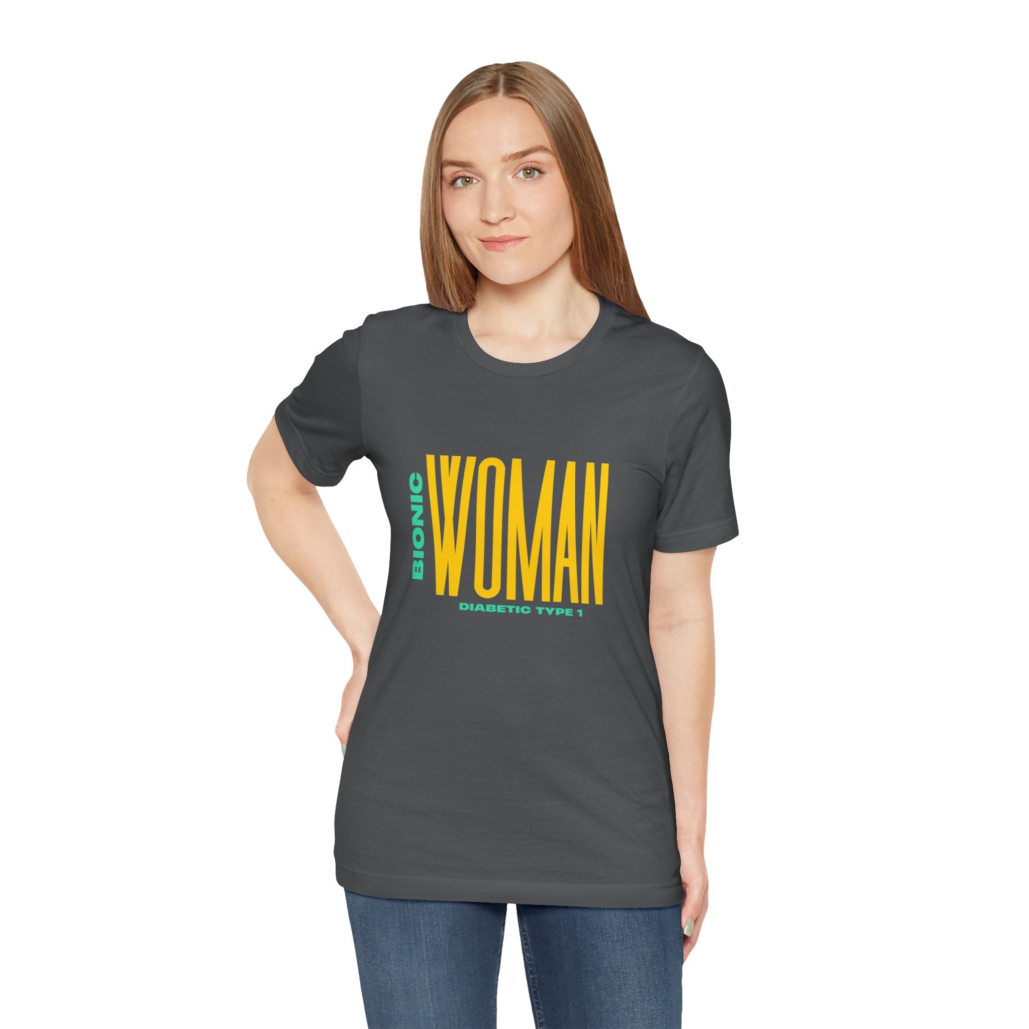 The Diabuddies Store Bionic Woman (Diabetes) - Unisex Tee Bionic Woman (Diabetes) - Unisex Tee: Unleash your inner Bionic strength! This Unisex Tee is a powerful statement of resilience, strength, and modern-day heroism for anyone living with Type 1 Diabe